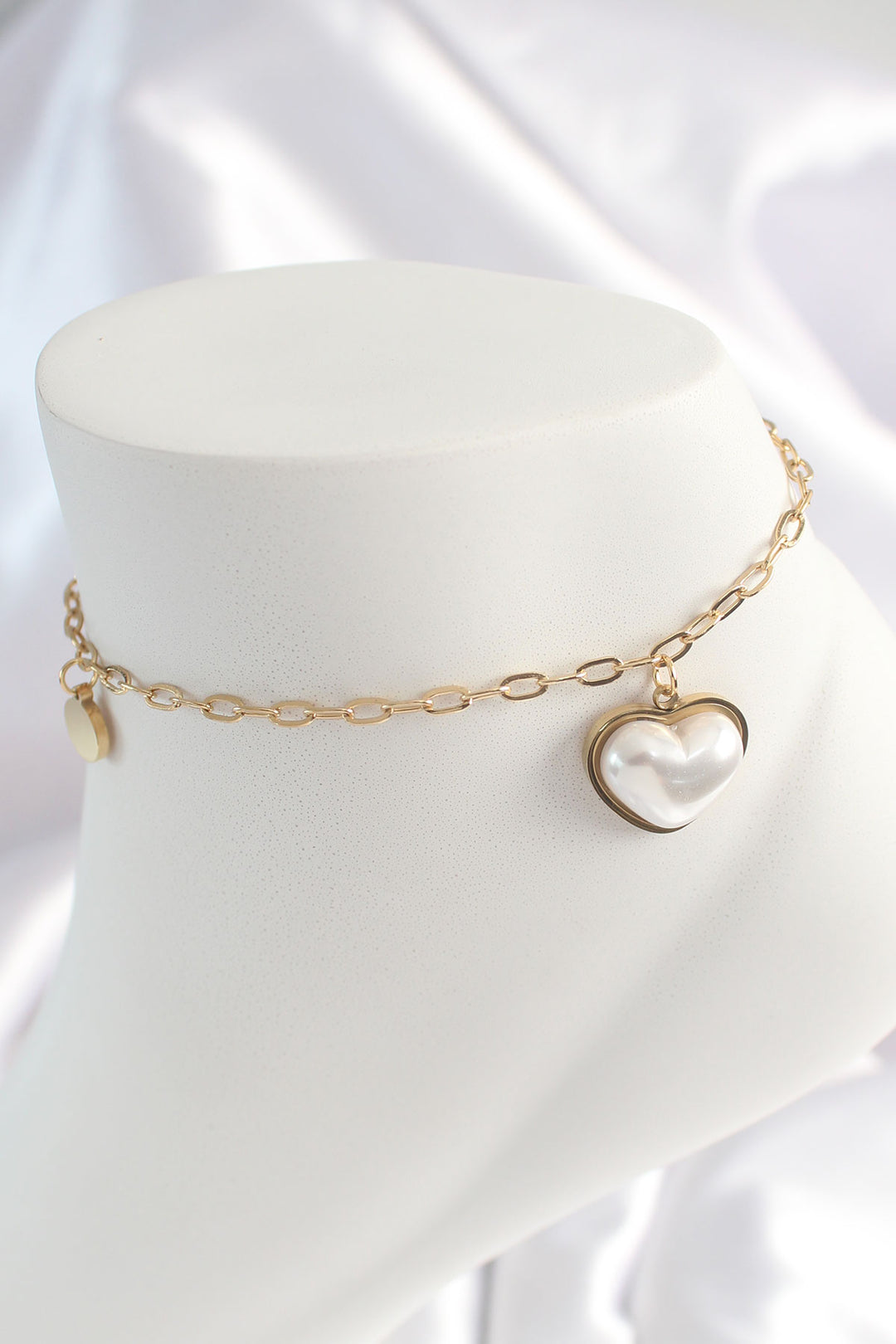 EBJ 316L Steel Gold Color Chain Model 3D Pearl Heart Model Women's Necklace - Deinze