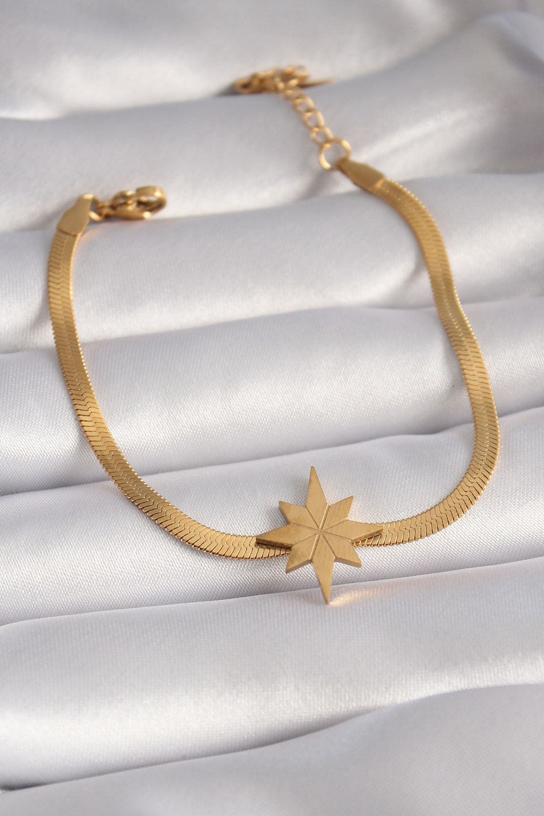 EBJ 316L Steel Gold Color Italian Chain Model Pole Star Figure Women's Bracelet - Olot