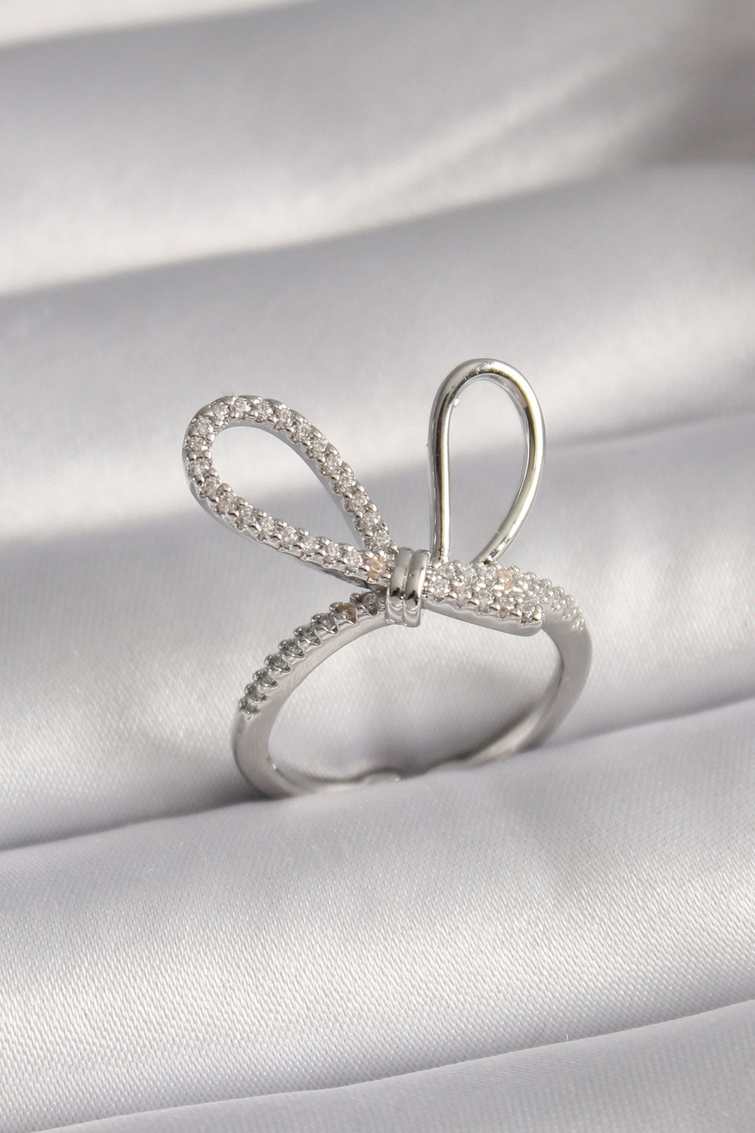 EBJ Rice Silver Color Zircon Stone Knot Model Women's Ring - Ciudad Acuña