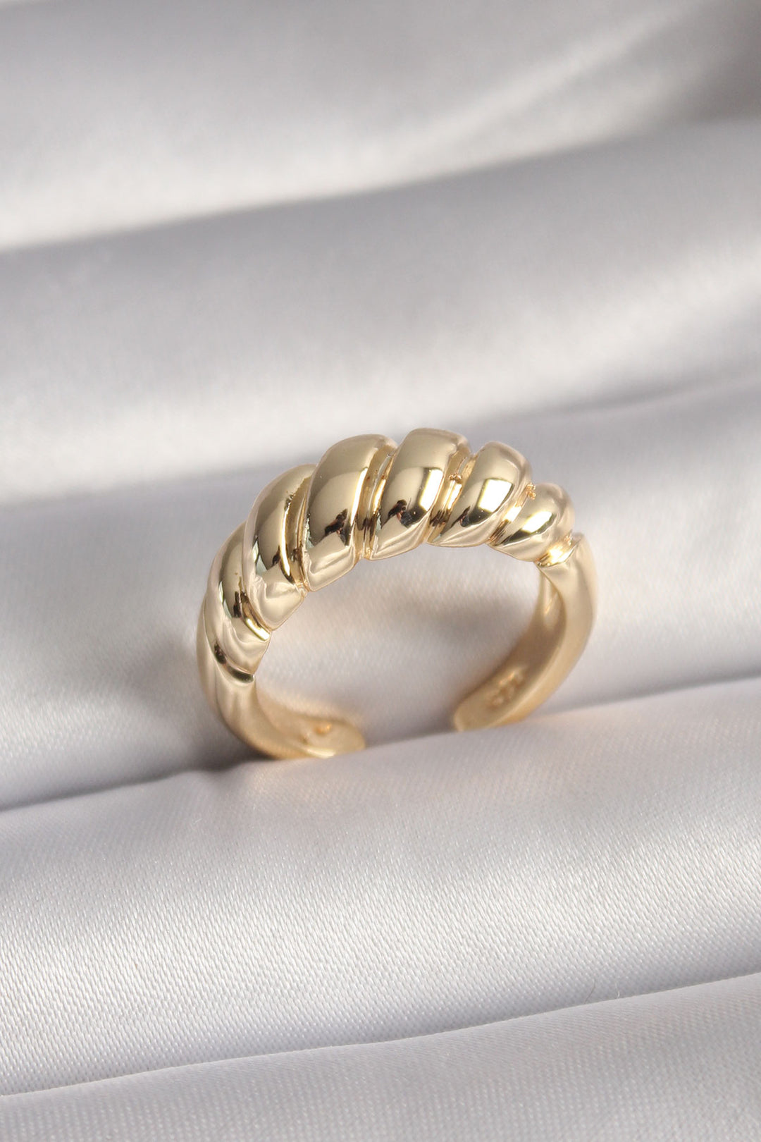 EBJ Gold Color Spiral Model Women's Ring with Rice Pattern - West Seneca
