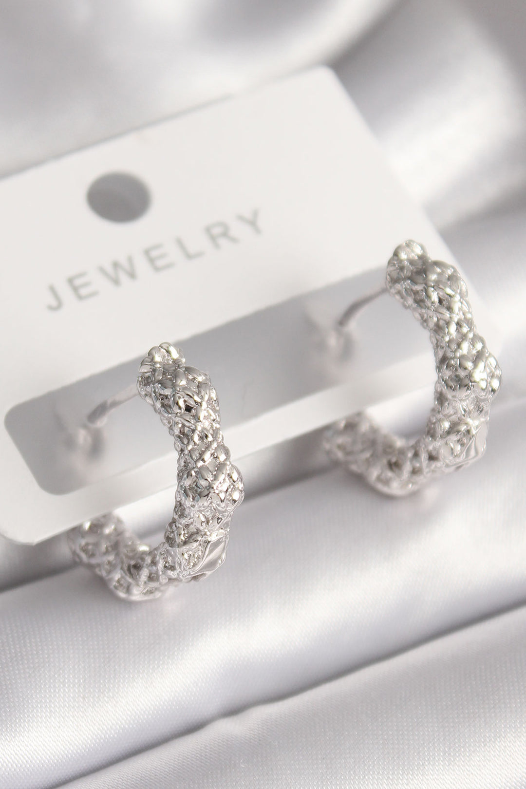 EBJ Rice Silver Color Knitted Hoop Model Women's Earring - Yorktown
