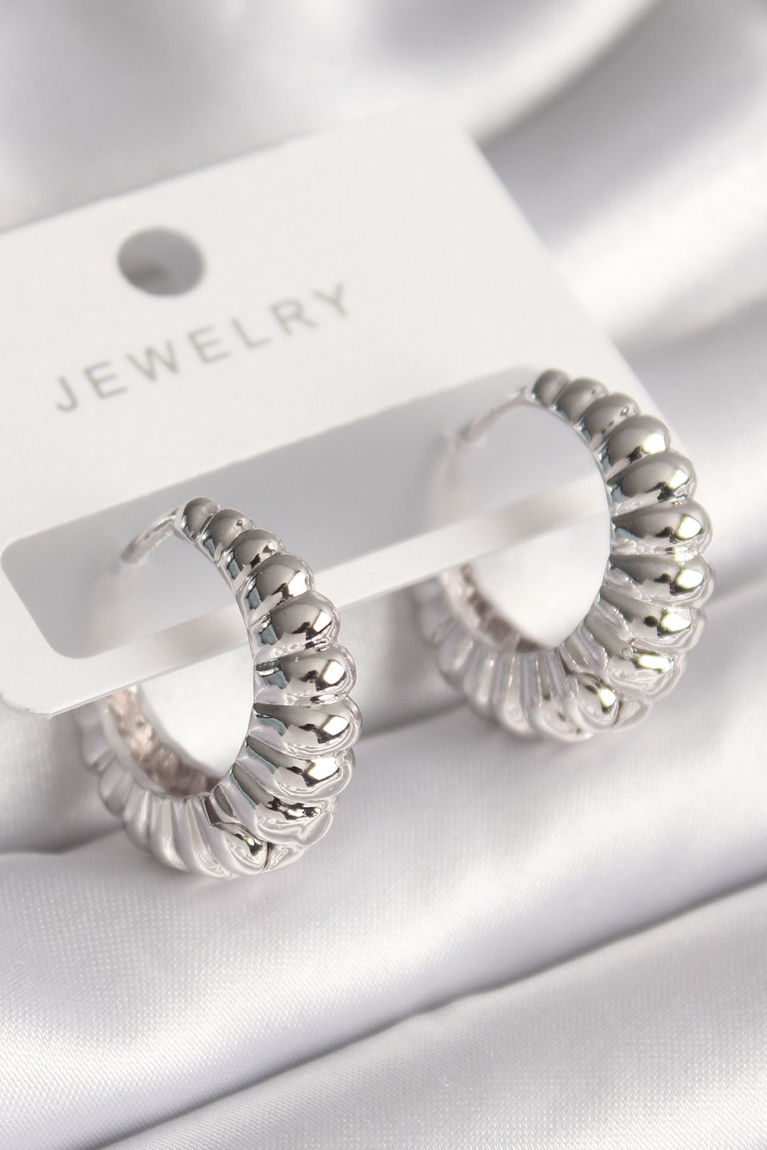 EBJ Rice Silver Color Spiral Ring Model Women's Earring - Riga