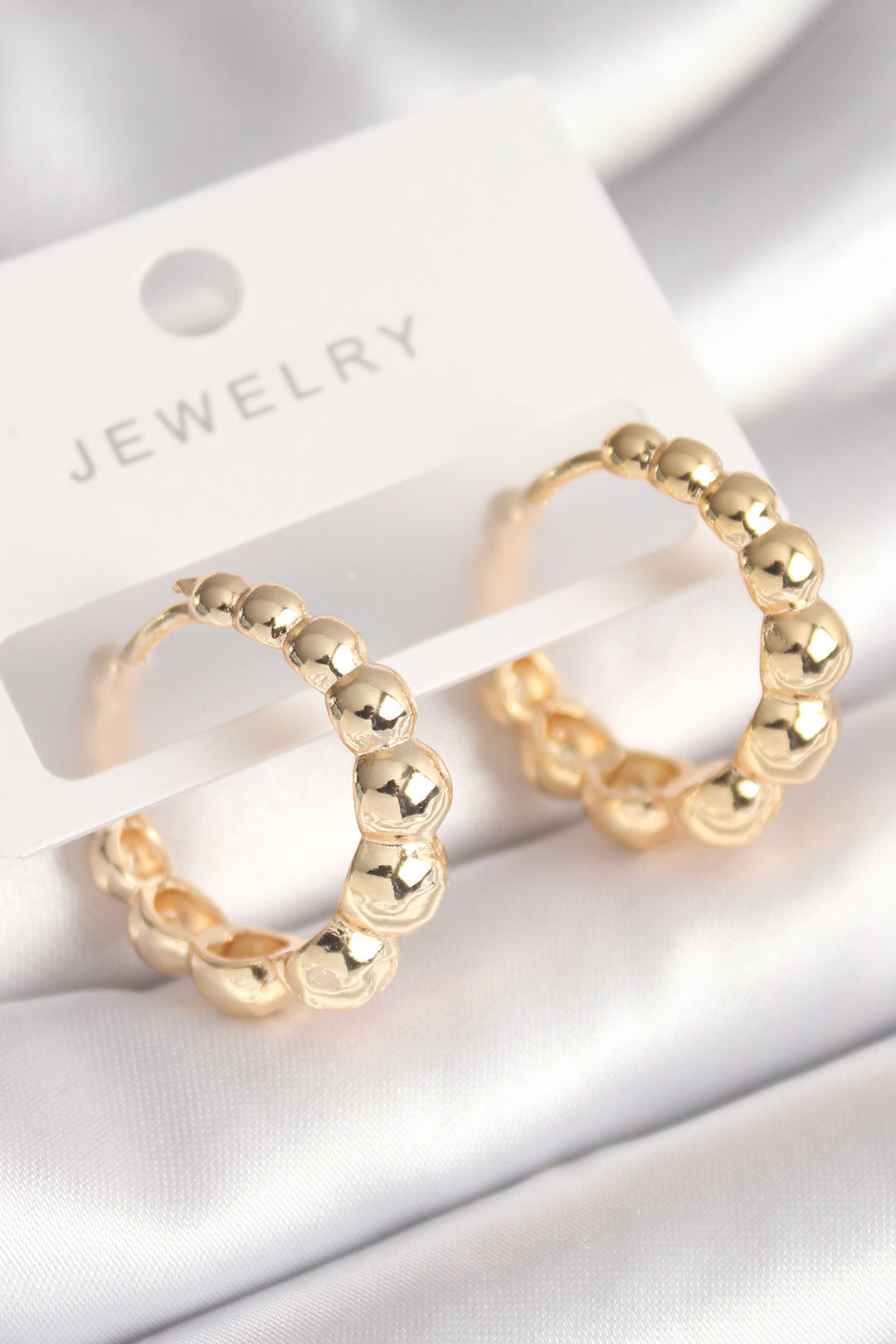 EBJ Gold Color Rice Grain Ball Hoop Model Women's Earring - Brossard