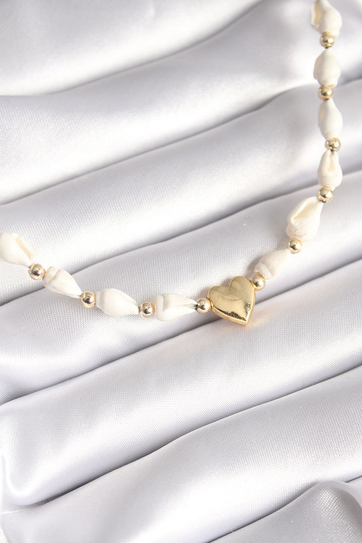 EBJ White Sea Shell Model Gold Color Heart Figure Women's Necklace - Lissone