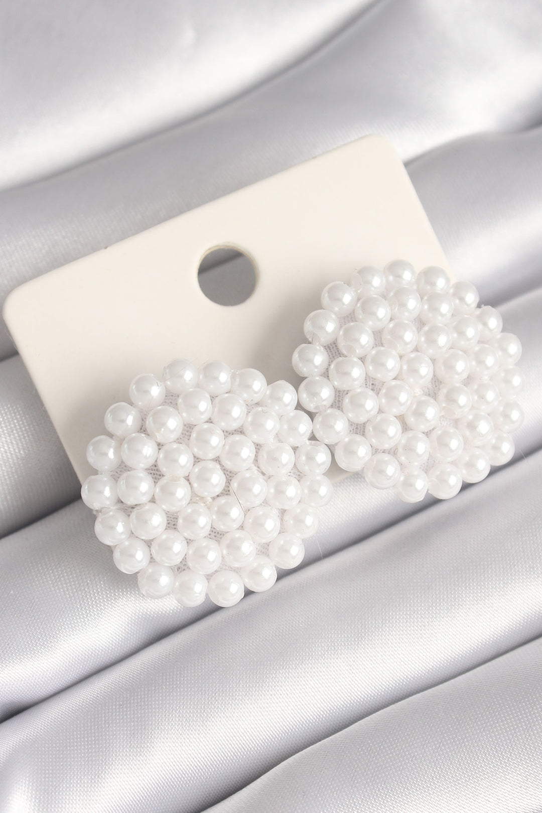 EBJ White Button Model Crystal Women's Earring - Horad Barysaw