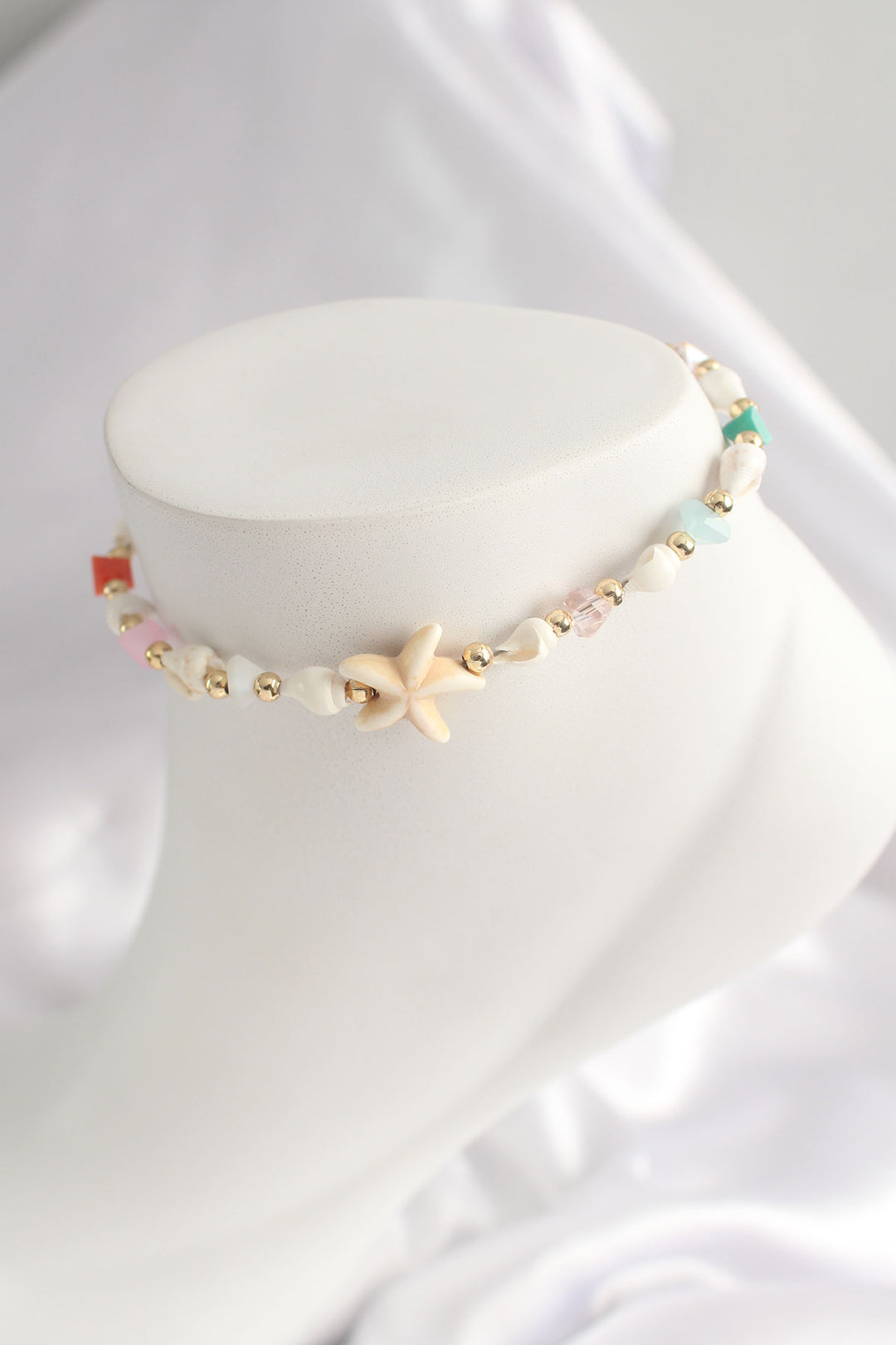 EBJ Natural Stone White Starfish Object Anklet with Seashell - Aprilia