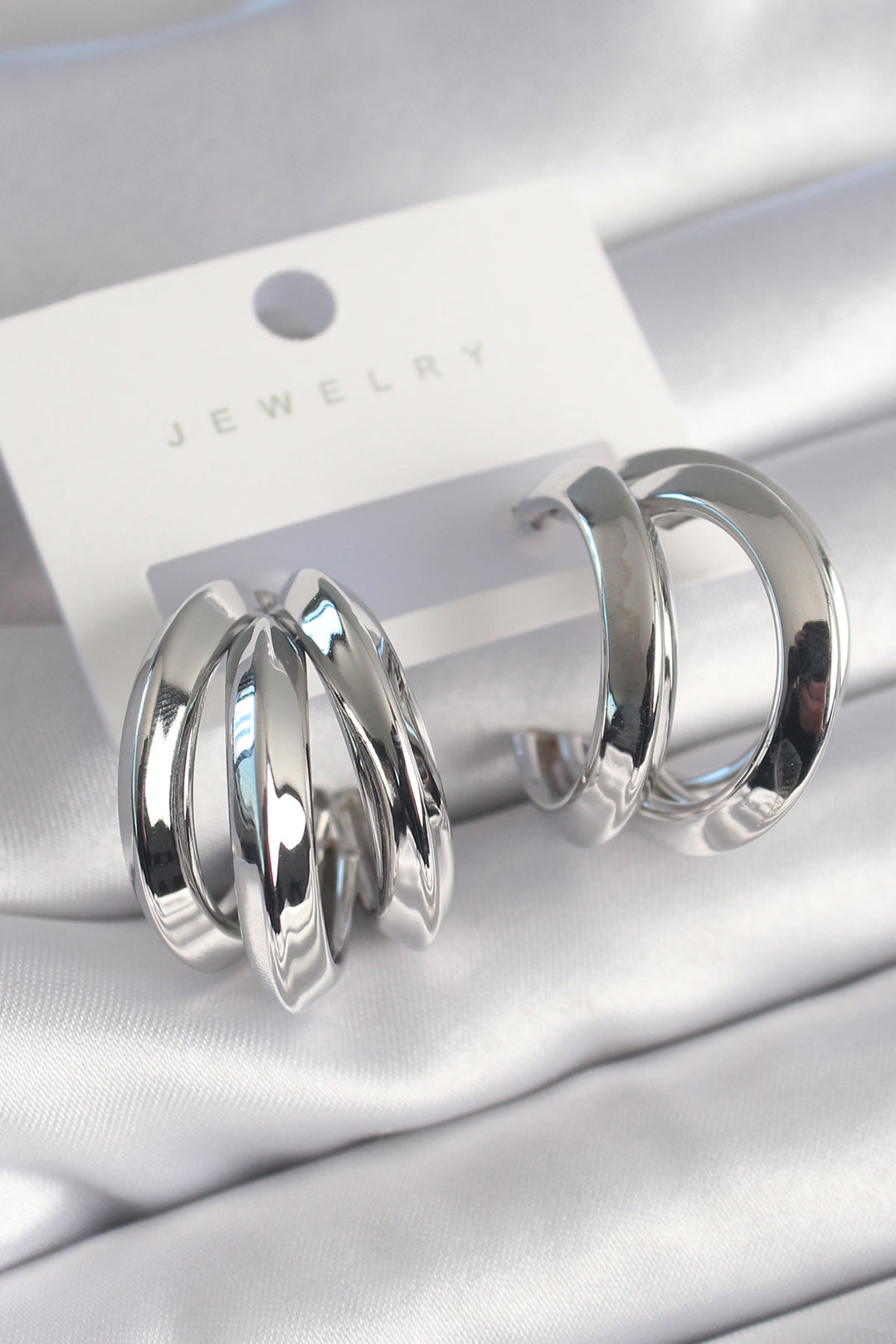 EBJ Rice Silver Color 3-Piece Ring Model Women's Earring - Homestead