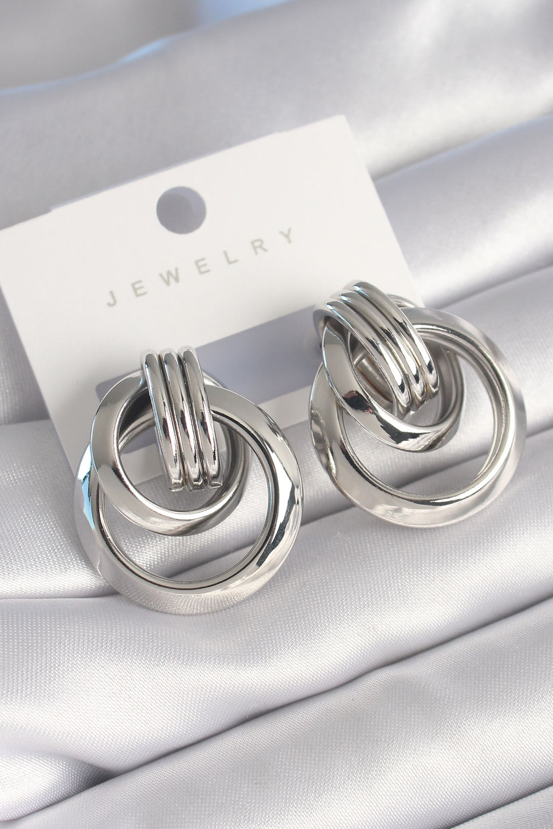 EBJ Rice Silver Color Spiral Ring Model Women's Earring - Peristéri