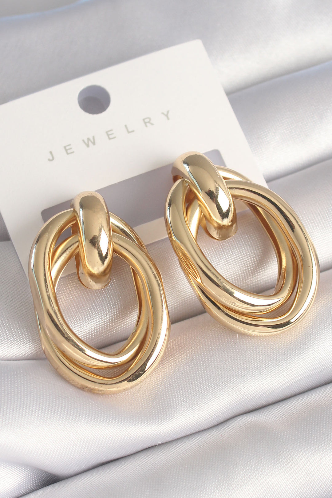 EBJ Rice Gold Color Spiral Oval Model Women's Earring - Central Coast