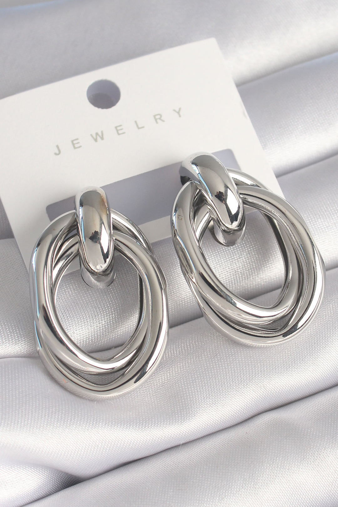 EBJ Rice Silver Color Oval Spiral Model Women's Earring - Spartanburg