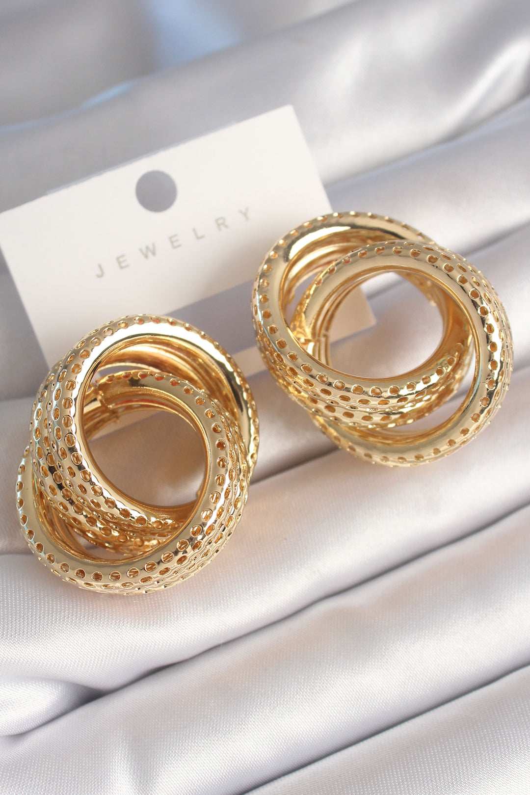 EBJ Rice Gold Color Transition Woven Pattern Detailed Women's Earring - Brownsville