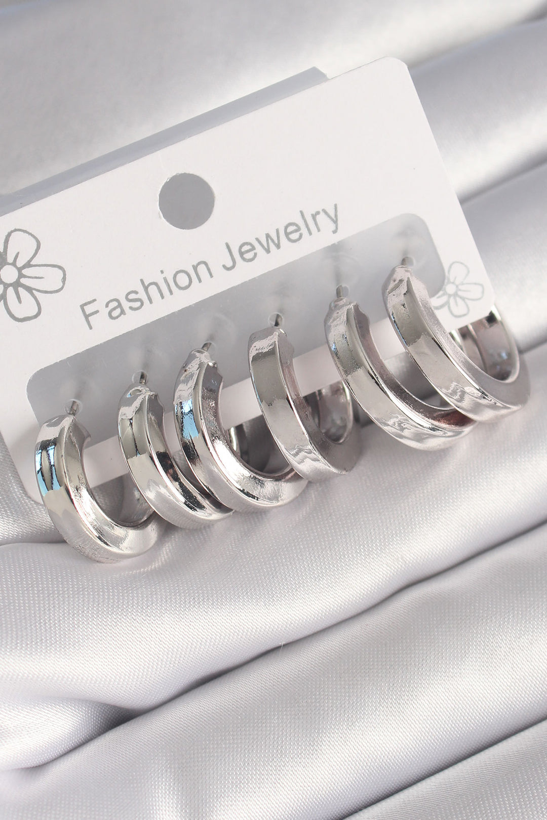EBJ Rice Silver Color Thick Ring Model Women's Earring Set - Rimouski