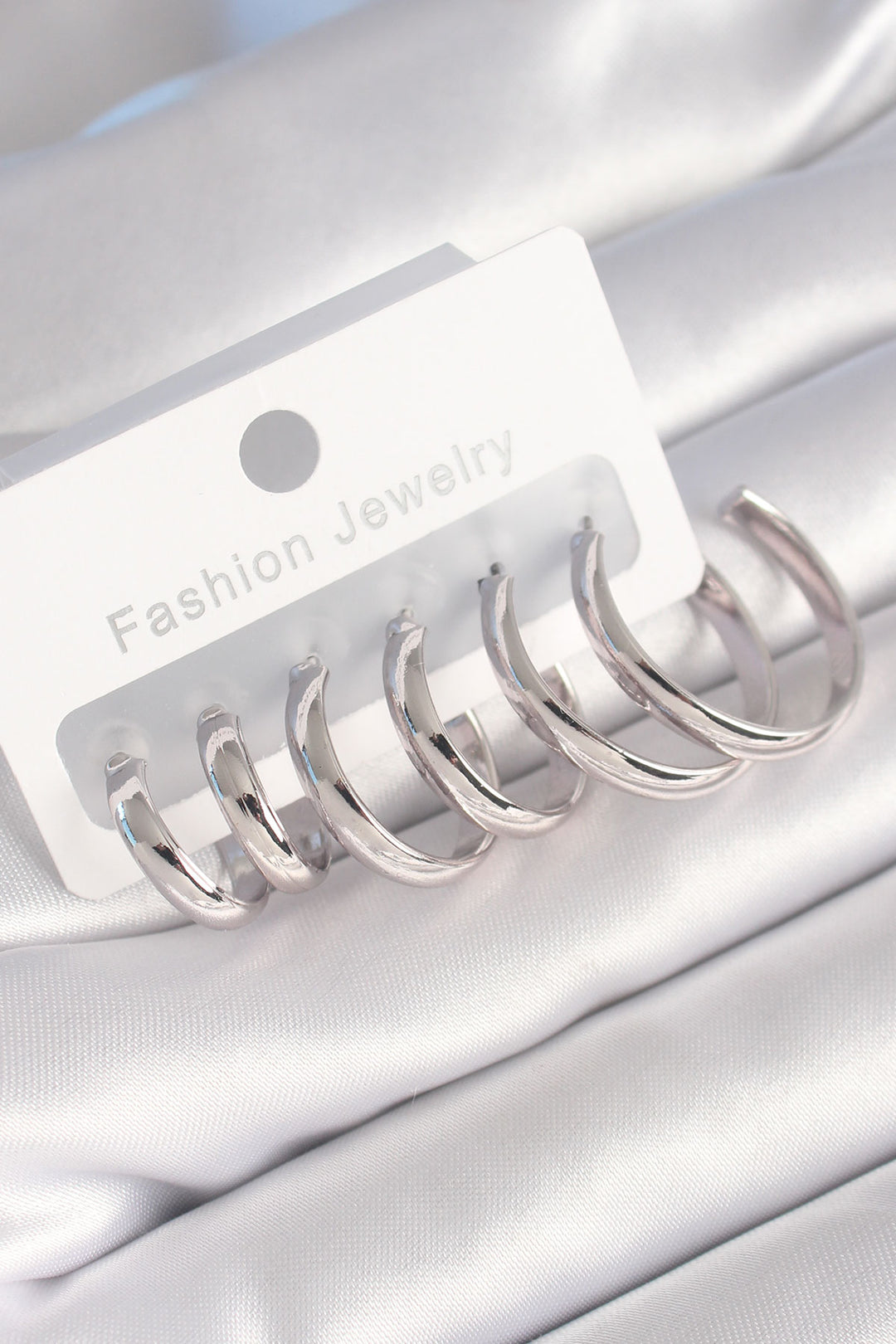 EBJ Rice Silver Color Flat Ring Model Women's Earring Set - Nanterre