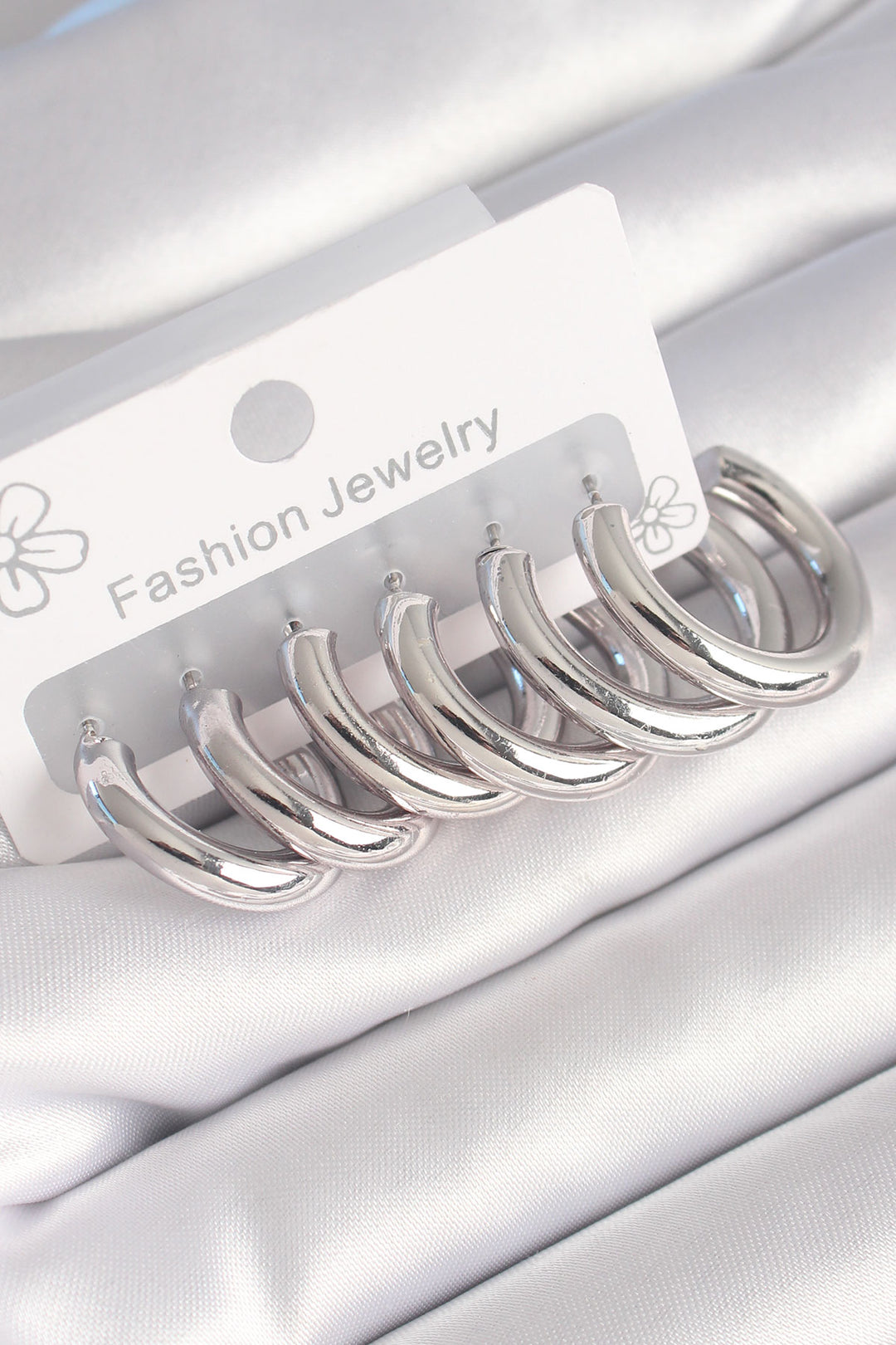 EBJ Rice Silver Color Thick Ring Model Women's Earring Set - Bognor Regis
