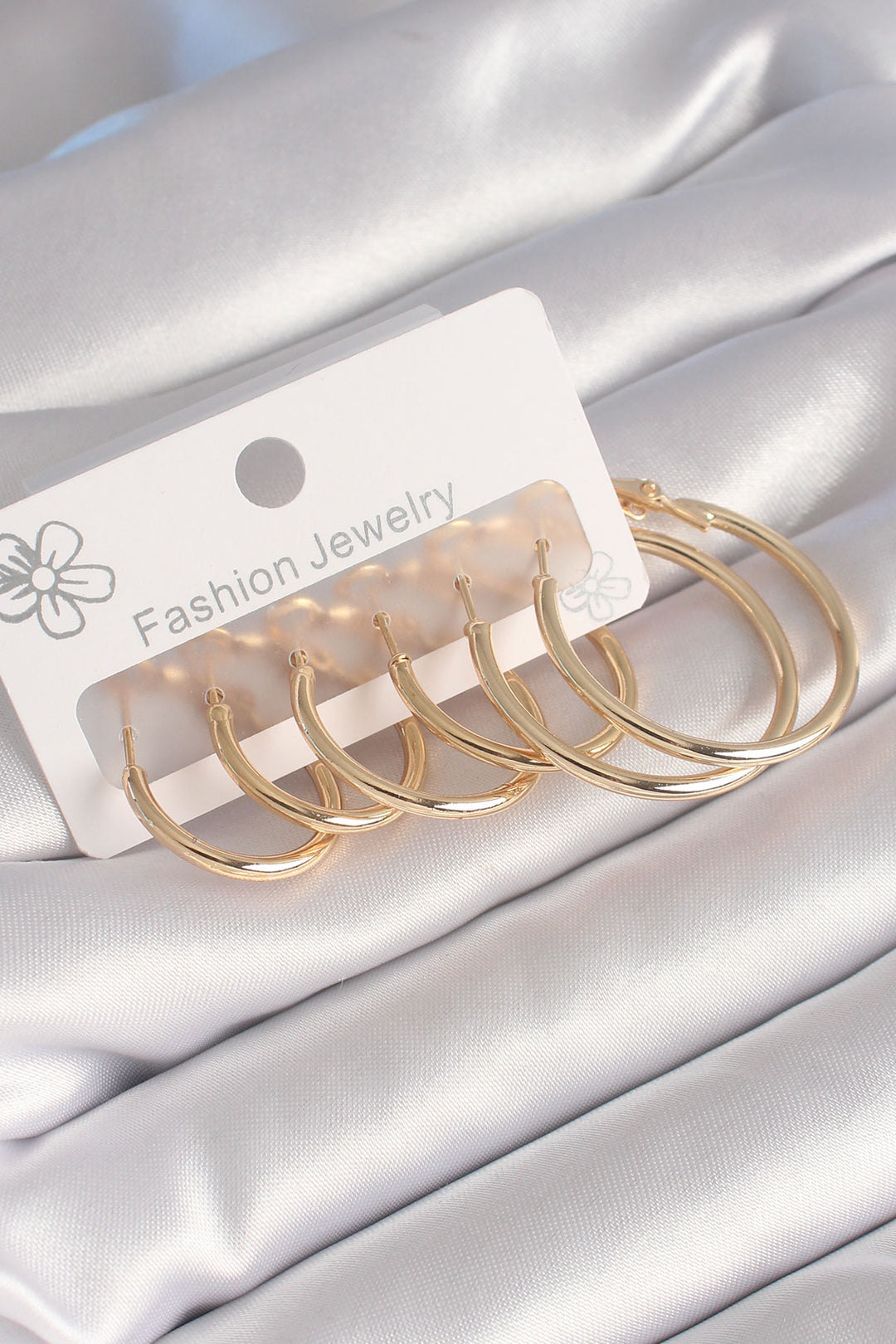EBJ Rice Gold Color Thin Ring Model Women's Earring Set - Goes