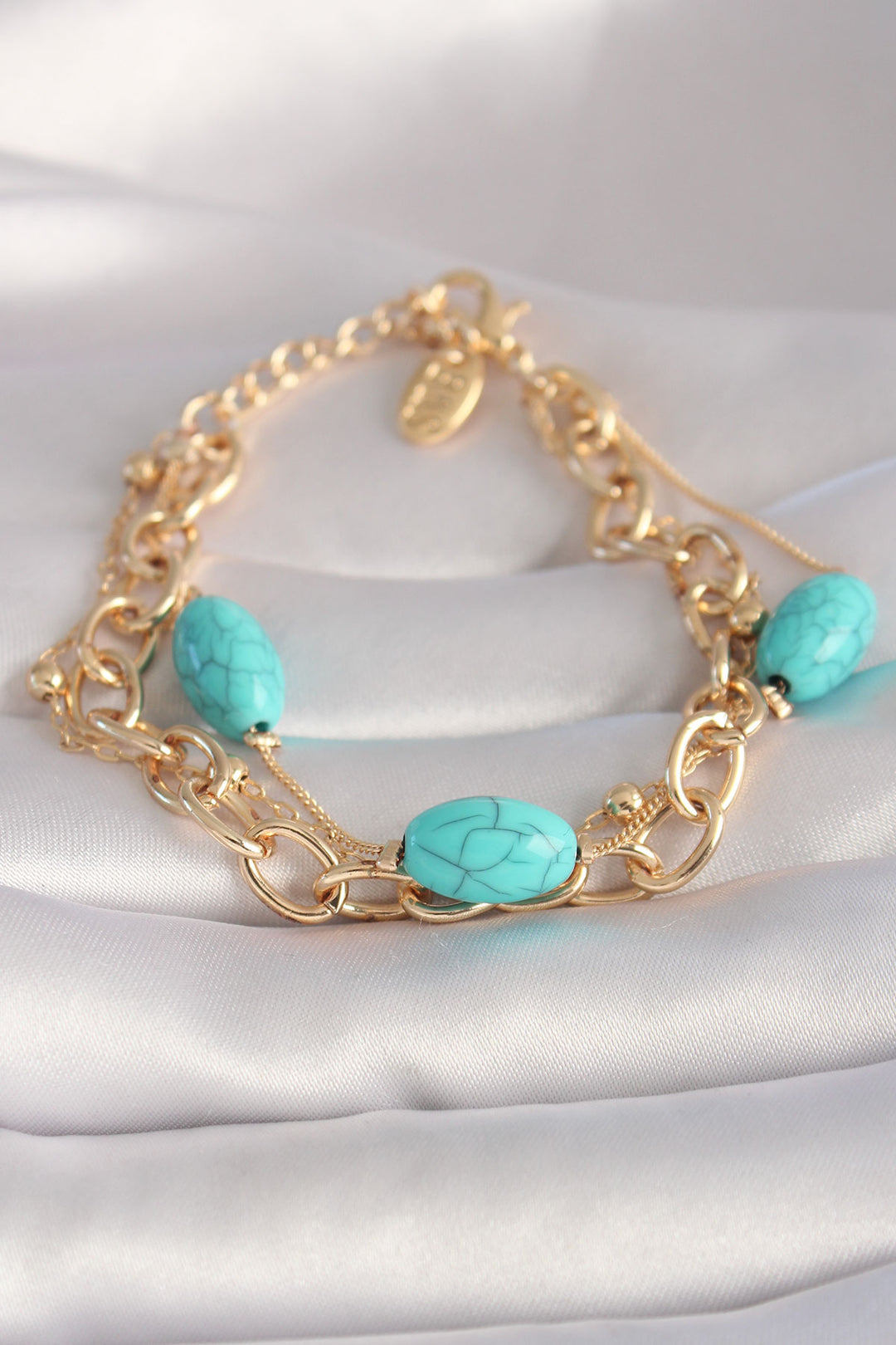 EBJ Rice Gold Color Turquoise Bead Multi Women's Bracelet - Sacramento