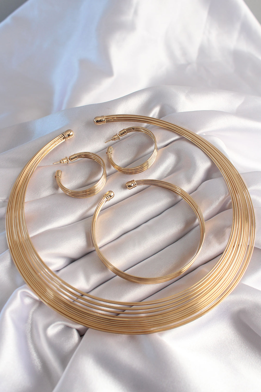 EBJ Rice Gold Color Necklace Earring Bracelet Set - Mariano Escobedo
