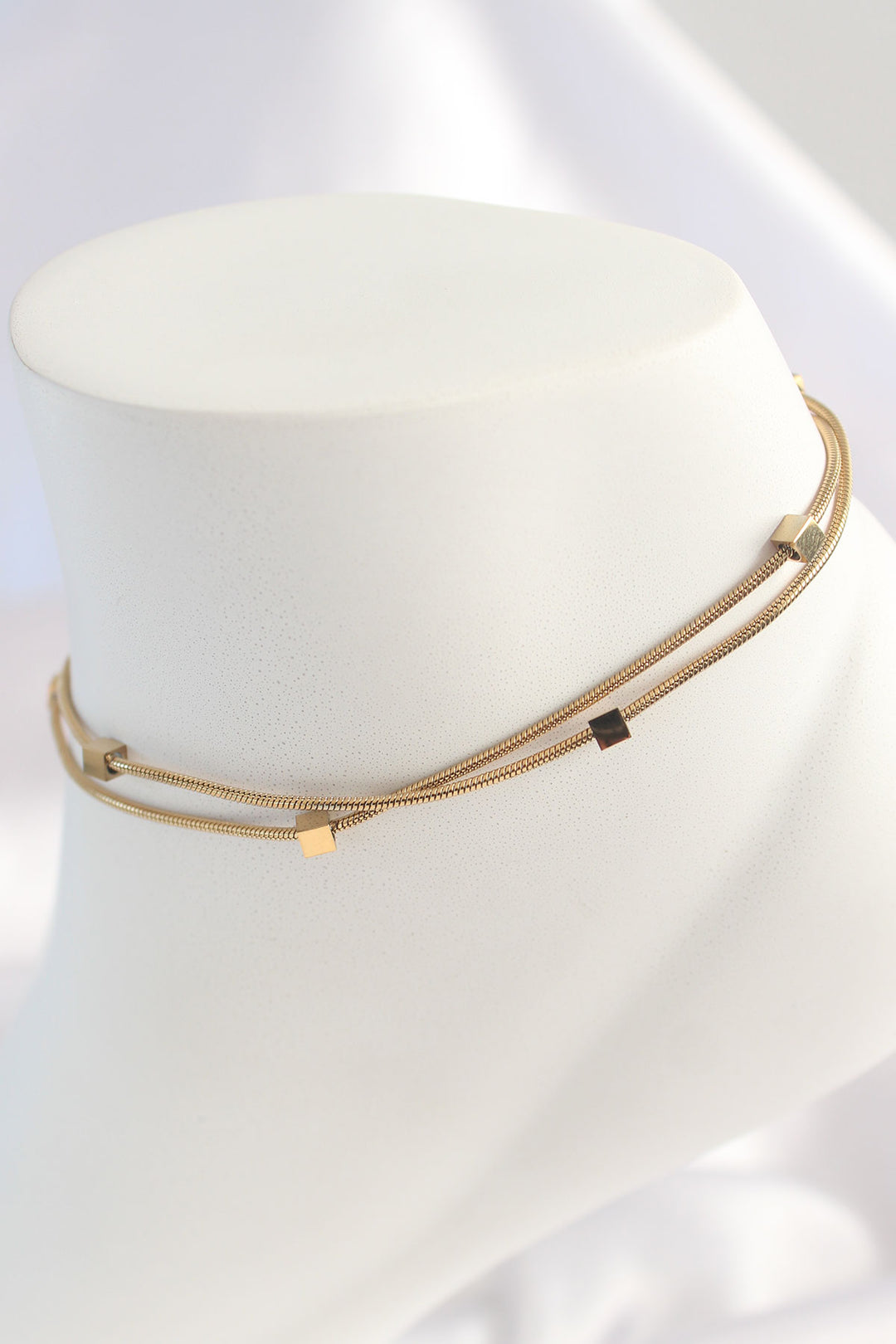 EBJ 316L Steel Gold Color 2-Piece Minimal Square Model Women's Anklet - Villareal