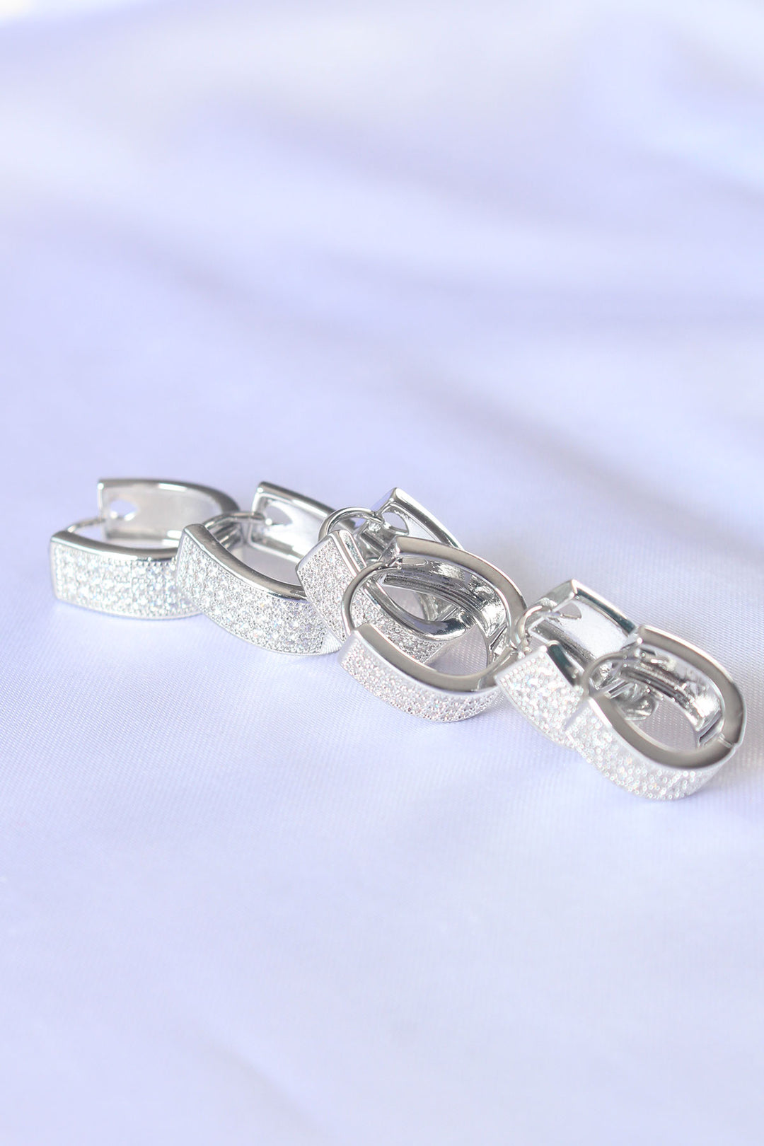 EBJ Silver Color Oval Earrings with Rice Stone - Waterford