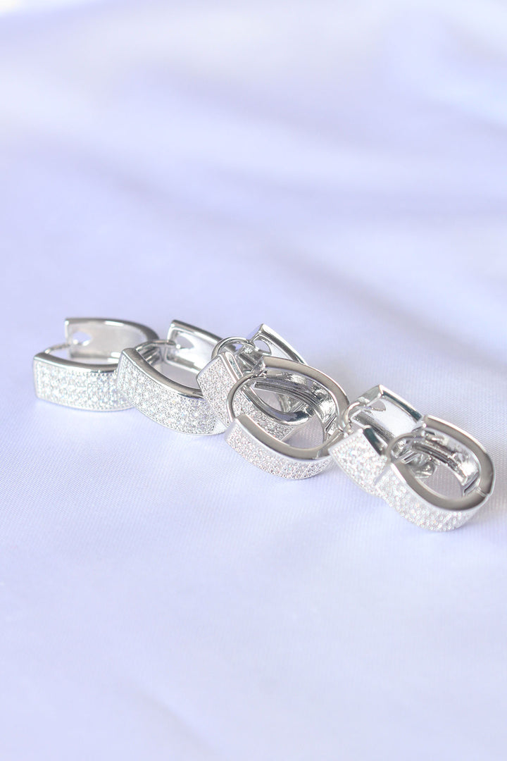 EBJ Silver Color Oval Earrings with Rice Stone - Waterford