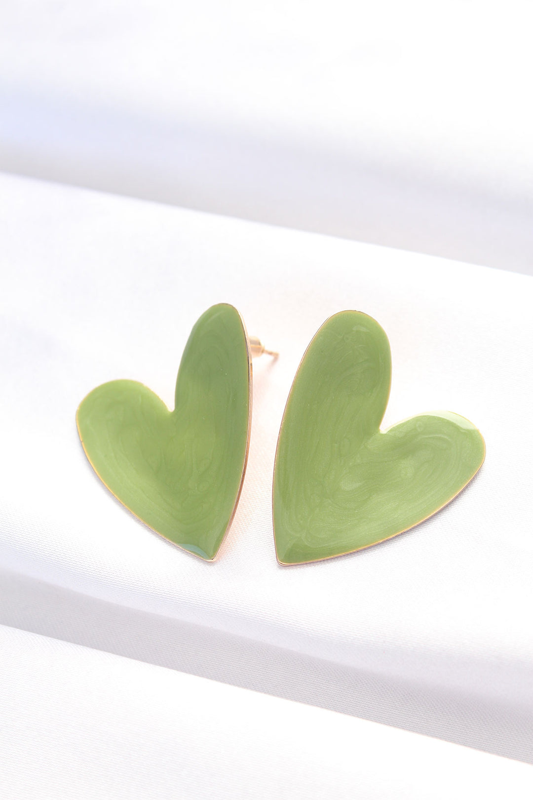 EBJ Green Color Enamel Heart Earrings - Downers Grove