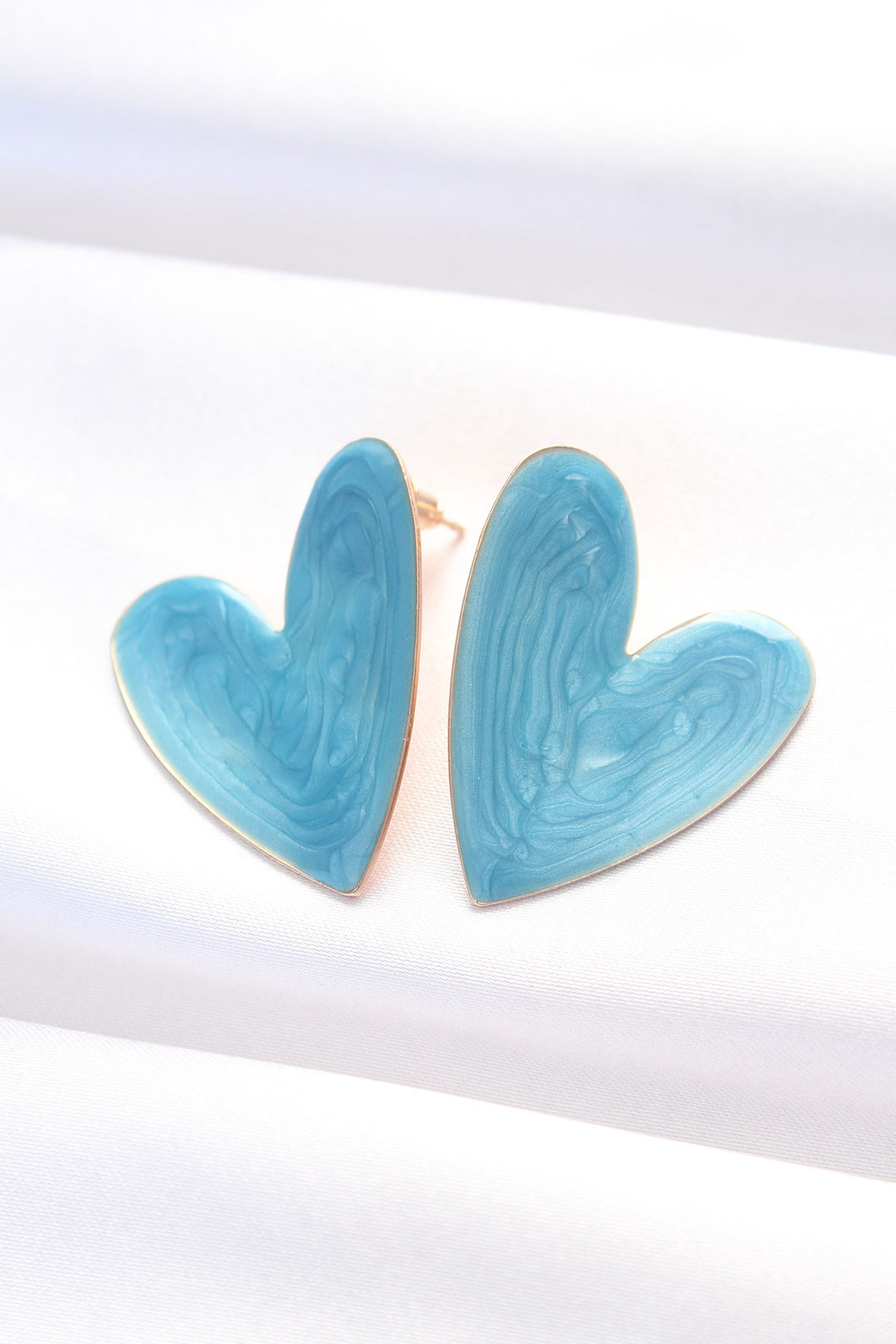 EBJ Blue Color Enamel Heart Earrings - Mexicali