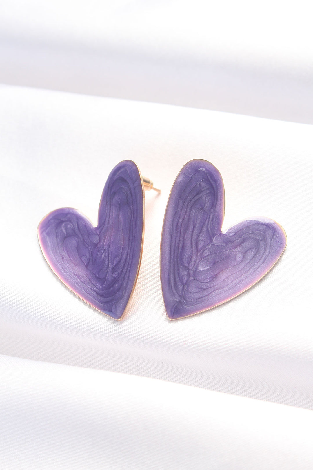 EBJ Purple Color Enamel Heart Earrings - Minsk