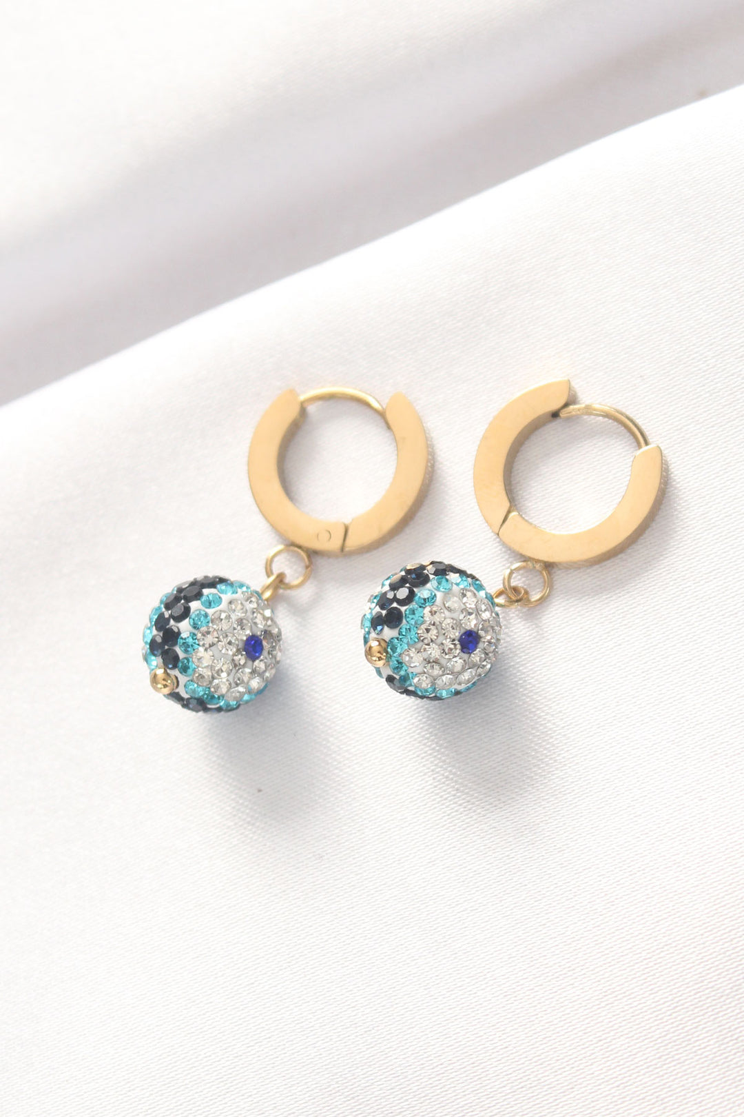 EBJ 316L Stainless Steel Silver Color Evil Eye Bead Design Earrings - Langenhagen