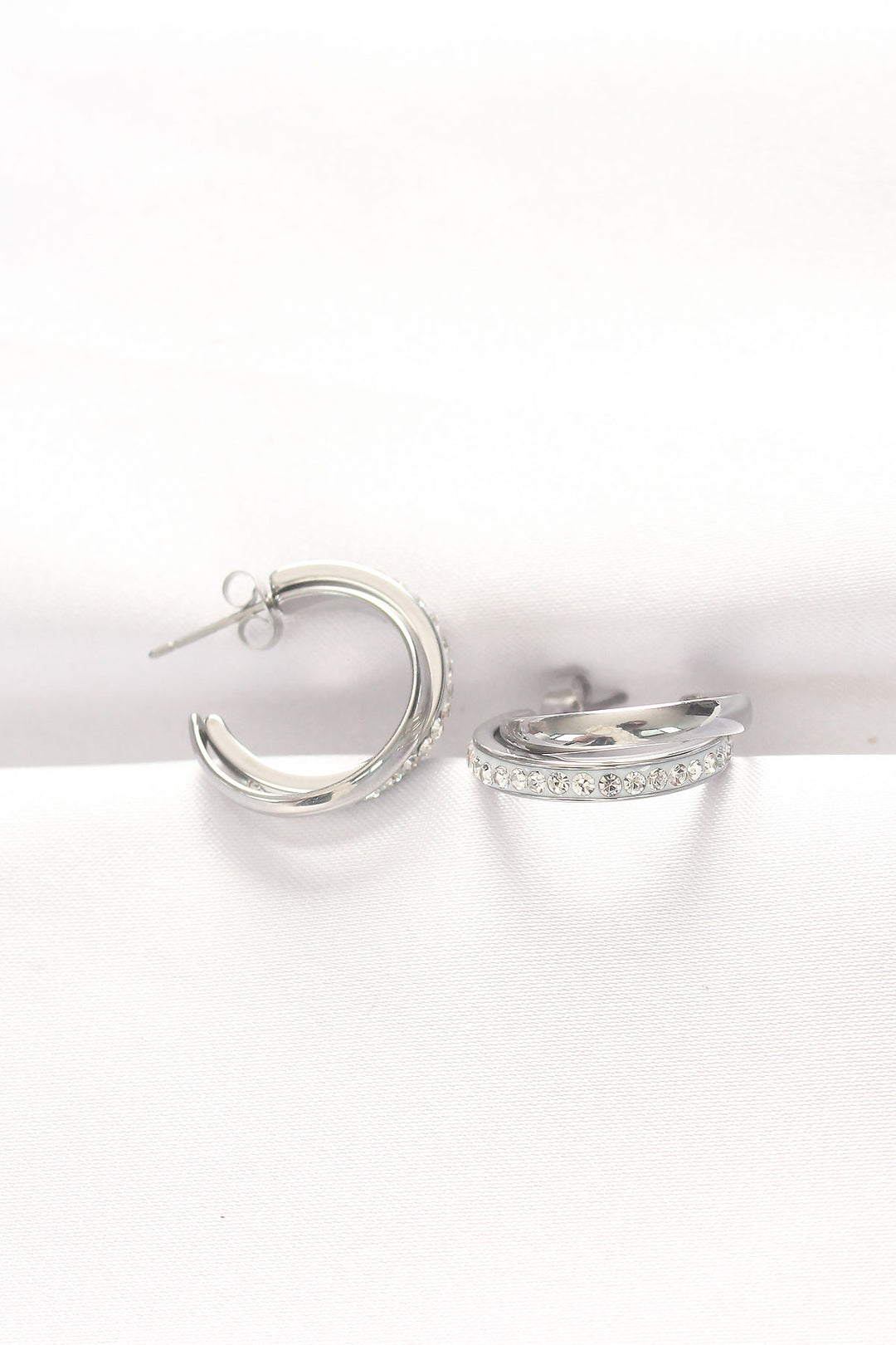 EBJ 316L Stainless Steel Silver Color Stone Earrings - West Jordan