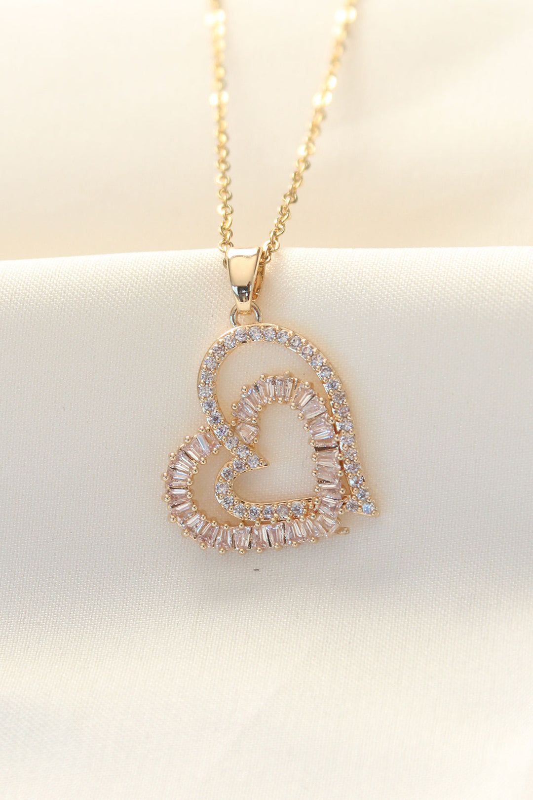 EBJ 316L Stainless Steel Gold Color Zircon Stone Heart Necklace - Leeuwarden
