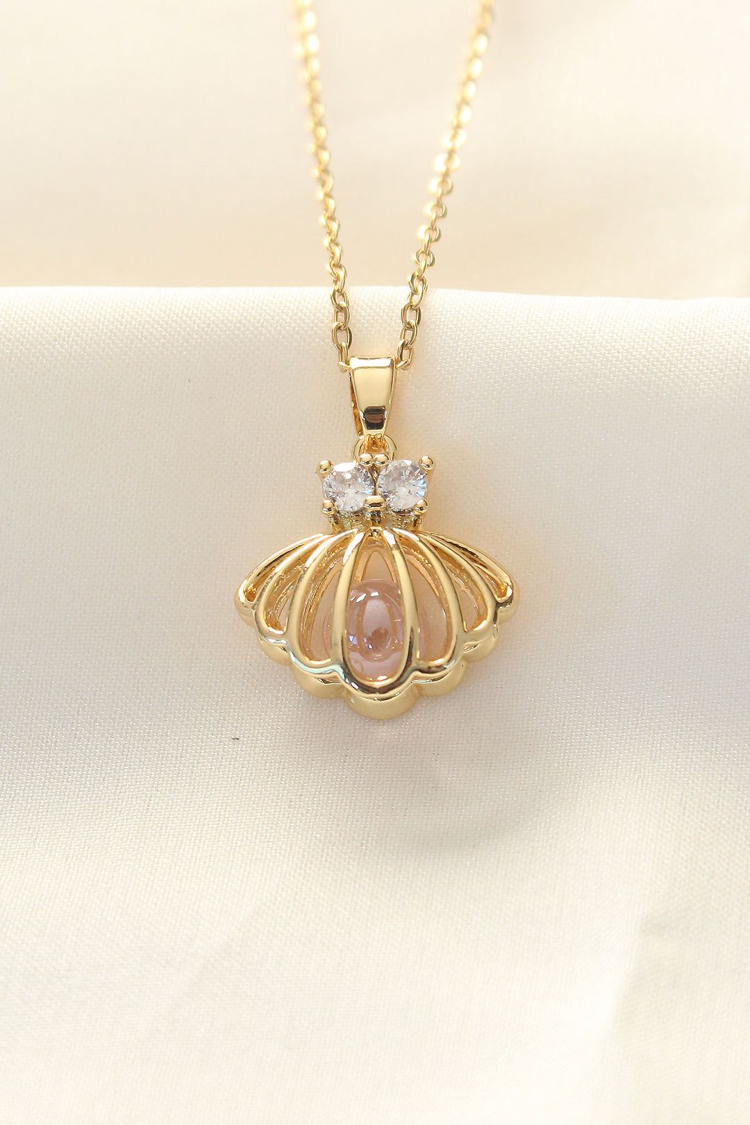 EBJ 316L Stainless Steel Zircon Stone Gold Color Oyster Necklace - Ormond Beach