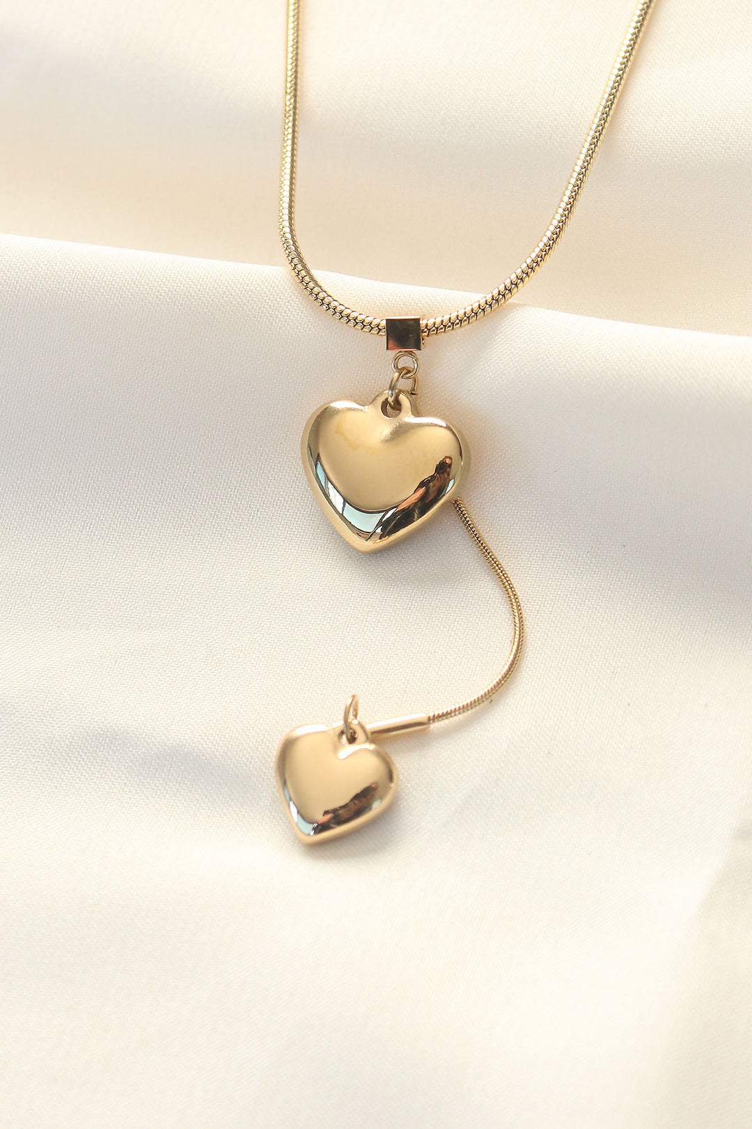 EBJ 316L Steel Gold Color 2-Piece Domed Heart Necklace - Metairie
