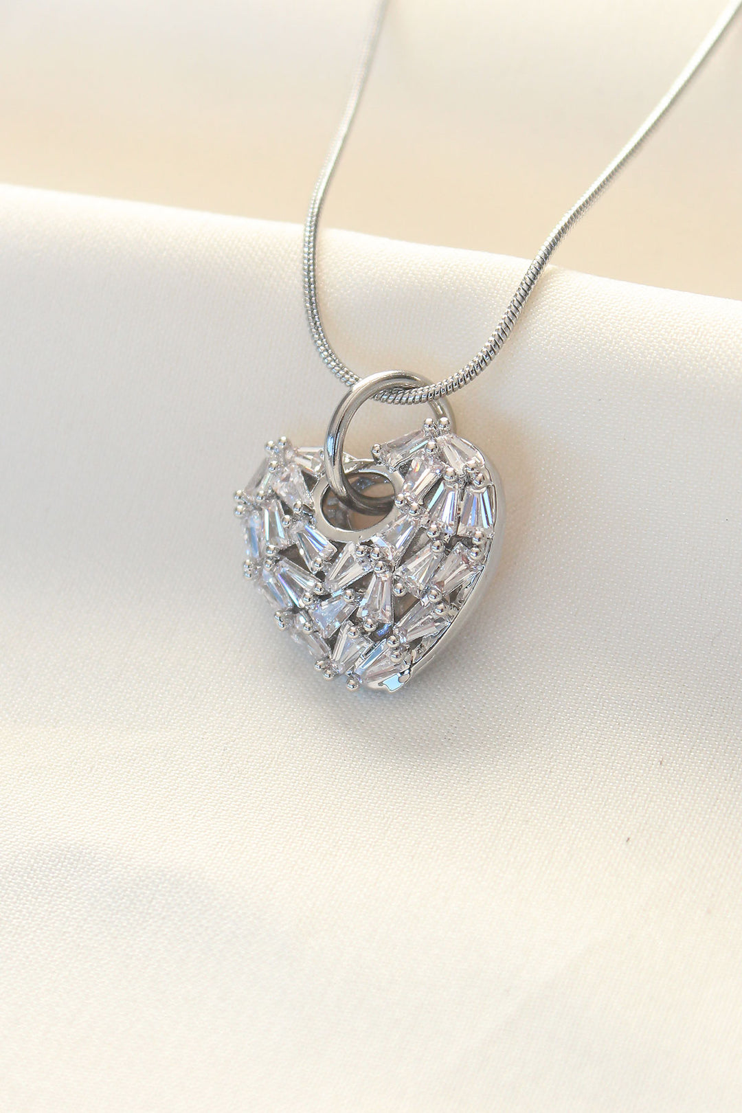 EBJ 316L Stainless Steel Silver Color Heart Pendant with Zircon Stone - Richmond