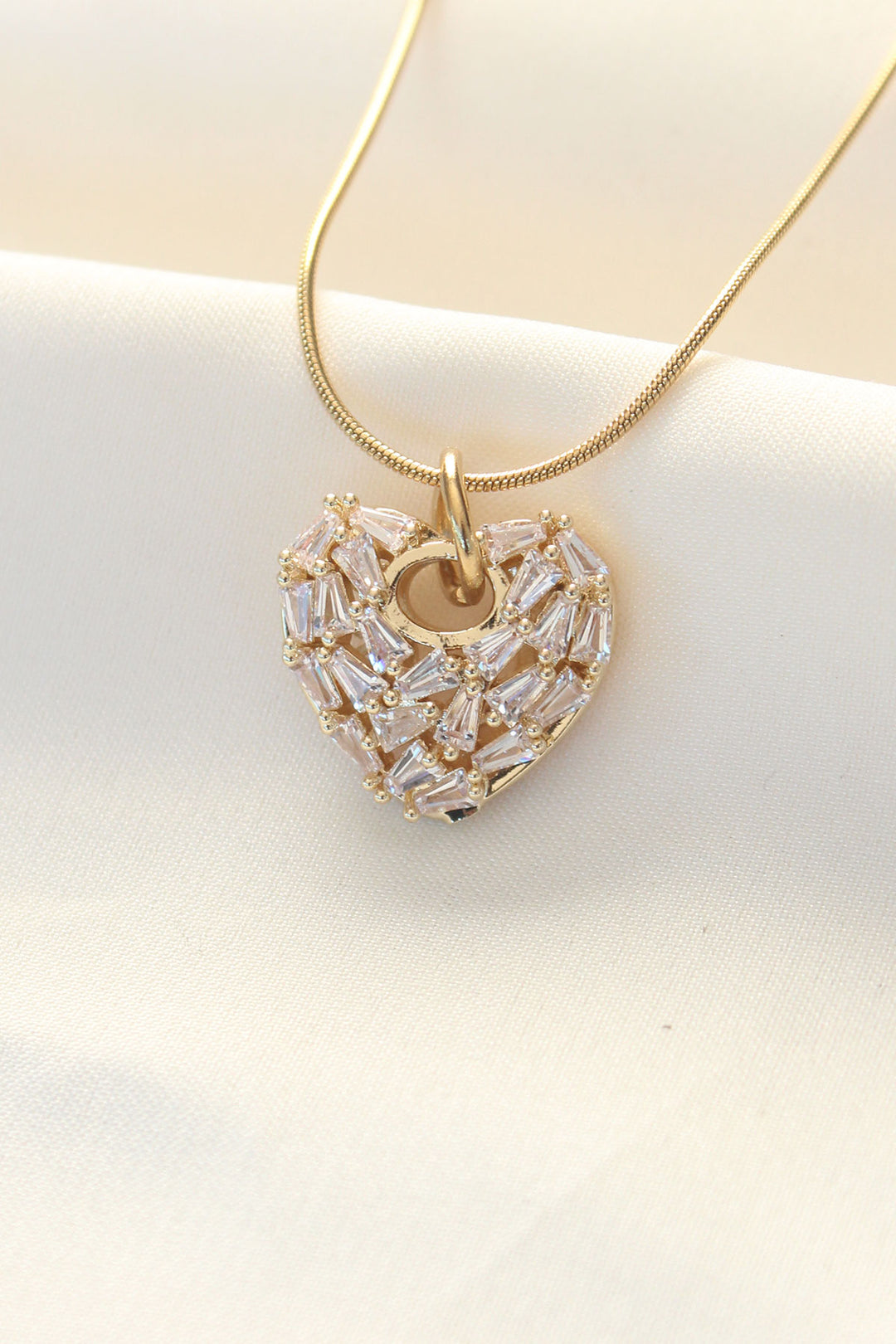 EBJ 316L Steel Gold Color Zircon Stone Heart Necklace - Dudley