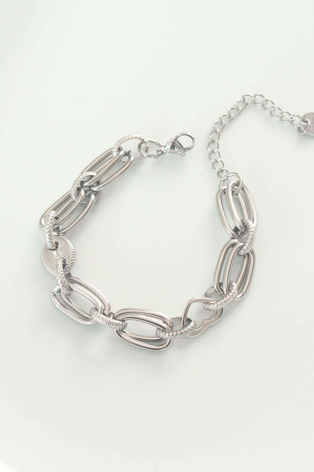 EBJ 316L Stainless Steel Silver Color Heart Chain Bracelet - Covilhã