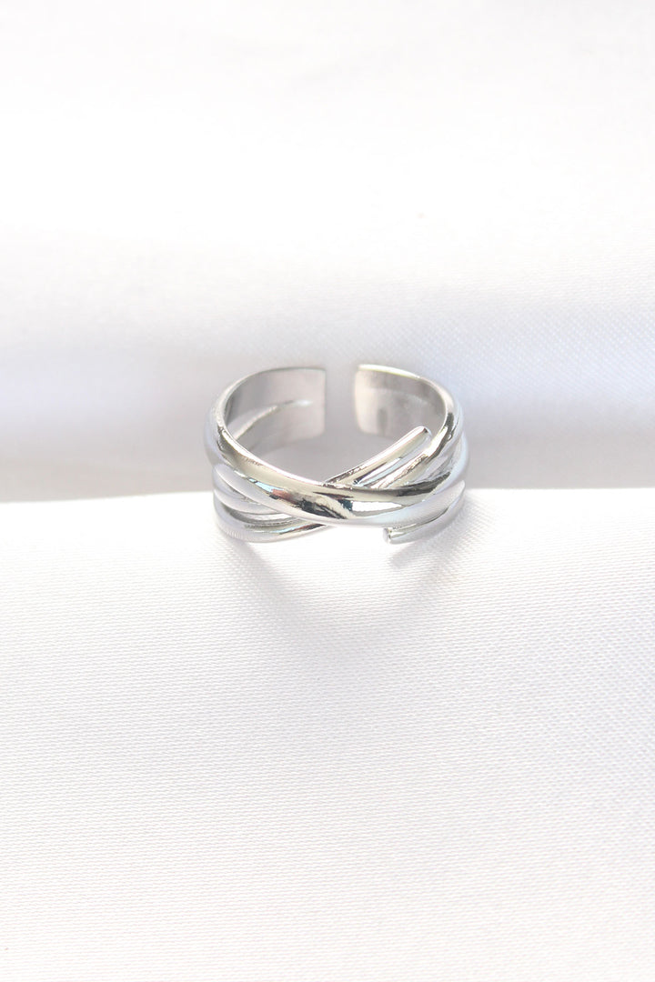 EBJ Thick Silver Color Adjustable Ring - Gjilan