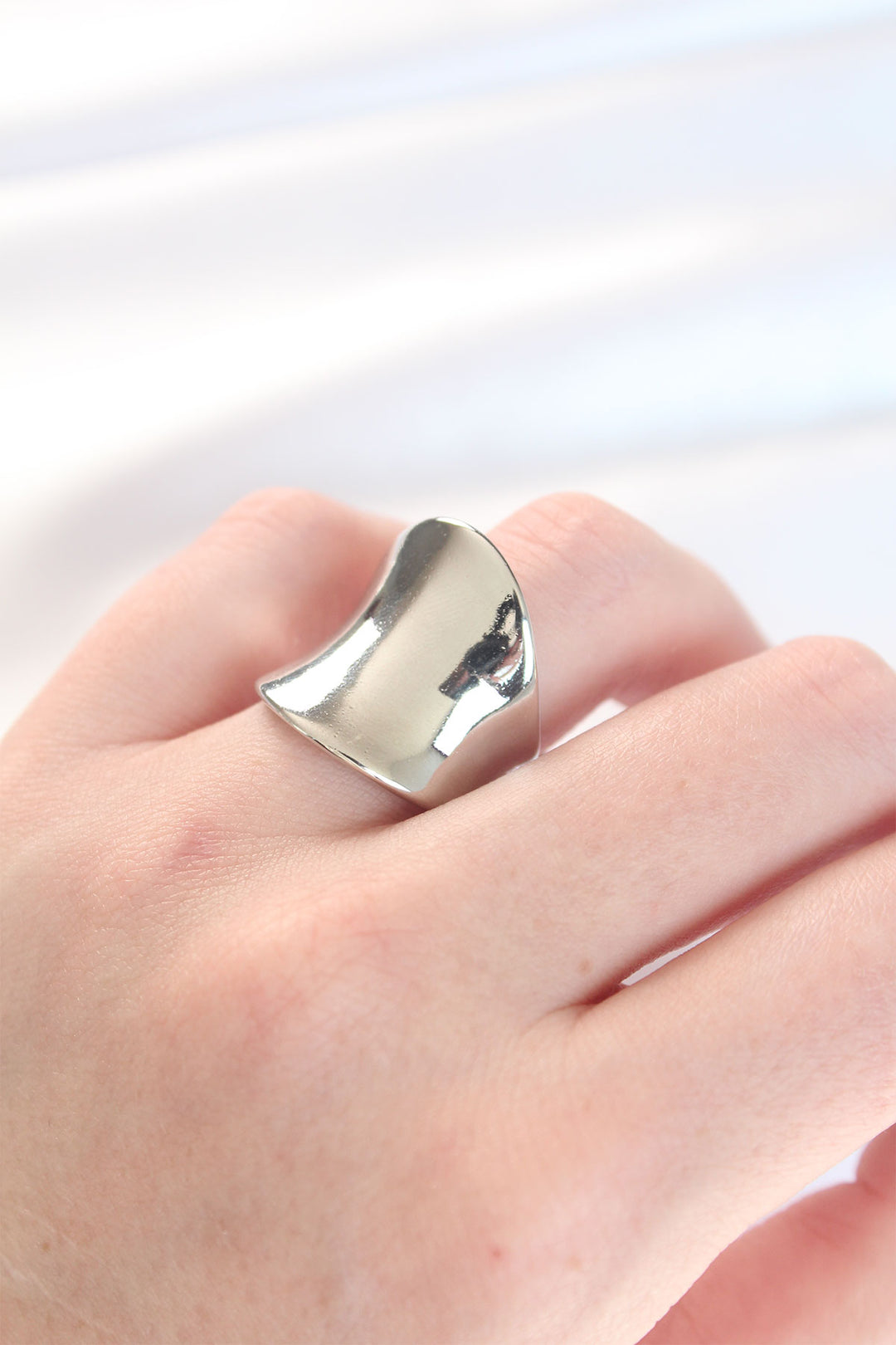 EBJ Silver Color Adjustable Curved Mirror Ring - Lakewood