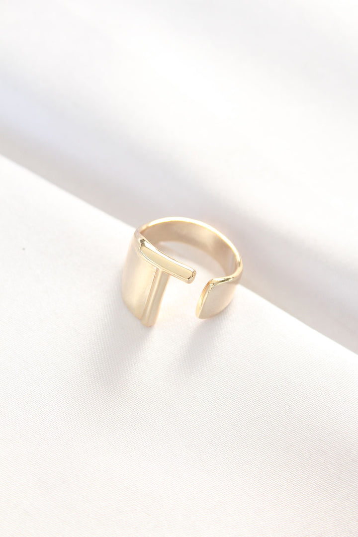 EBJ T Letter Gold Color Adjustable Ring - Offenburg