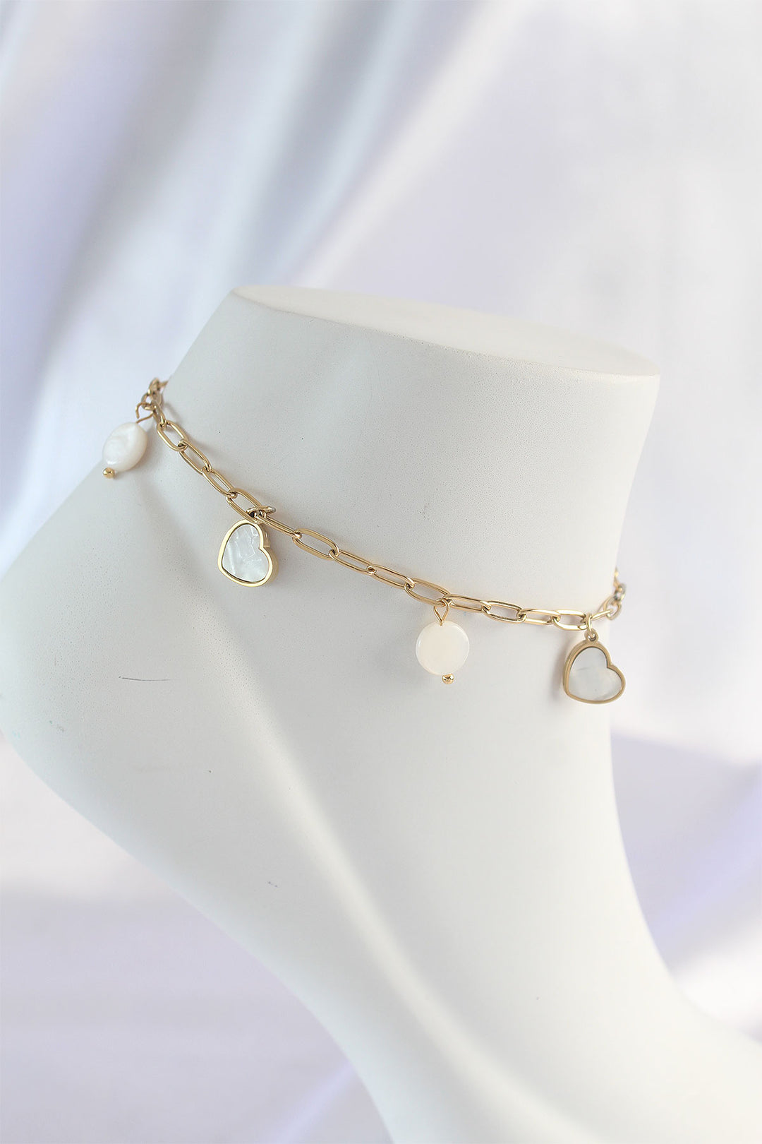 EBJ 316L Steel Gold Color Marble Pattern Heart Anklet - Arnsberg
