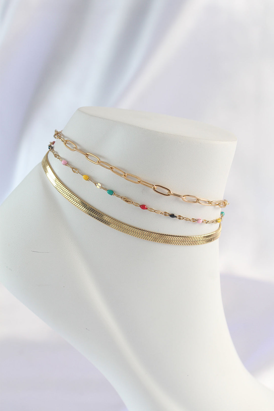 EBJ 316L Steel Gold Color Multi-Colored Stone Designed Anklet - Babylon