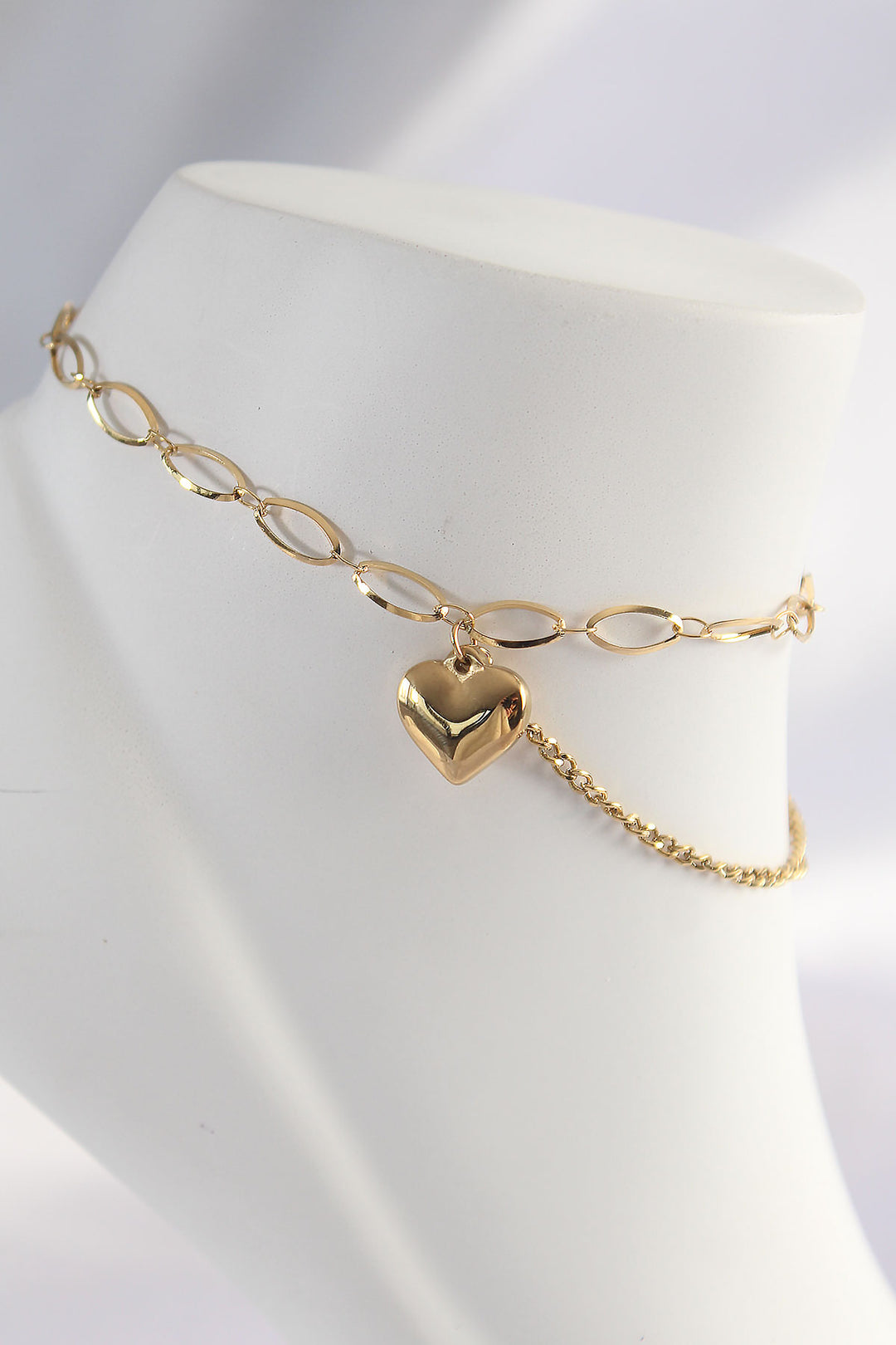 EBJ 316L Steel Gold Color Heart Design Anklet - Abrantes