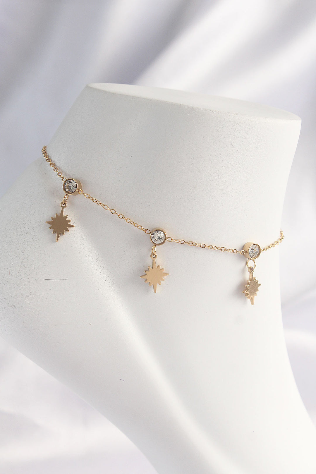 EBJ 316L Steel Gold Color Zircon Stone Polar Star Designed Anklet - Navarre