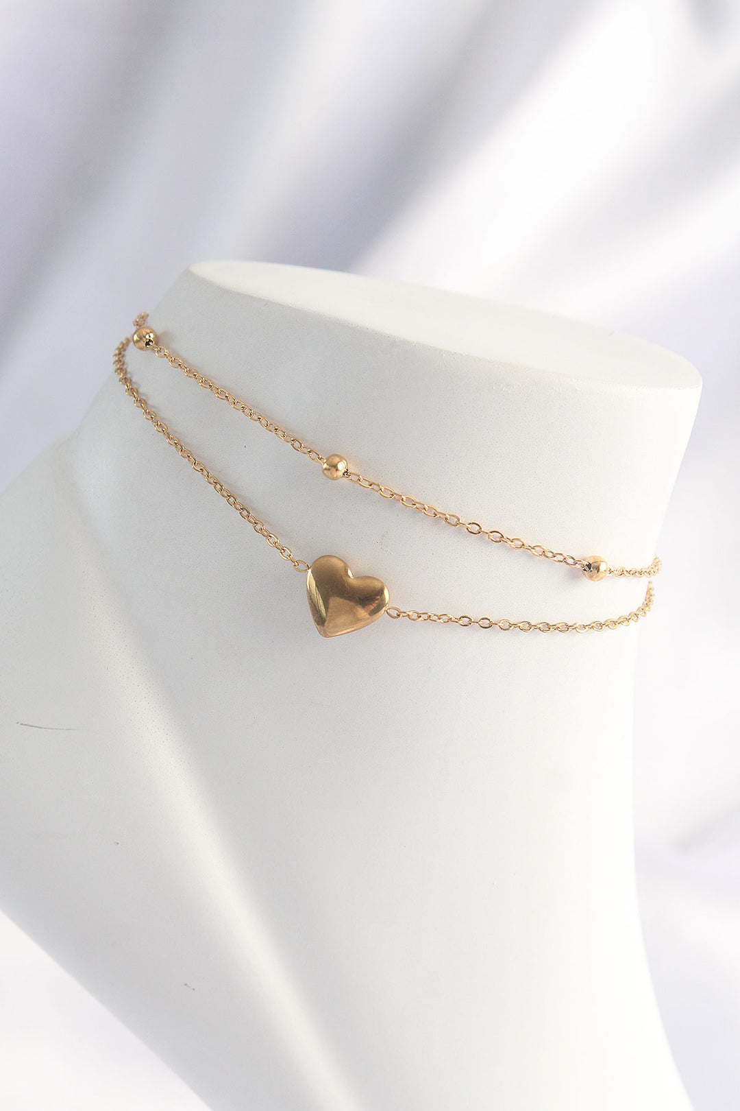 EBJ 316L Steel Gold Color Heart Design 2-Piece Anklet - Marlboro