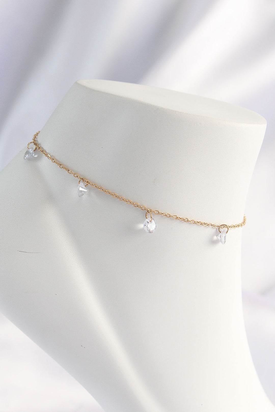 EBJ 316L Steel Gold Color Anklet with Zircon Stone - North Miami