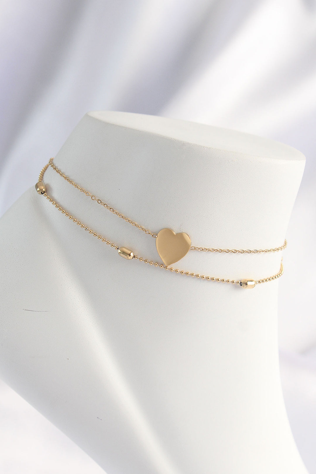 EBJ 316L Steel Gold Color Heart Design 2-Piece Anklet - Bucha