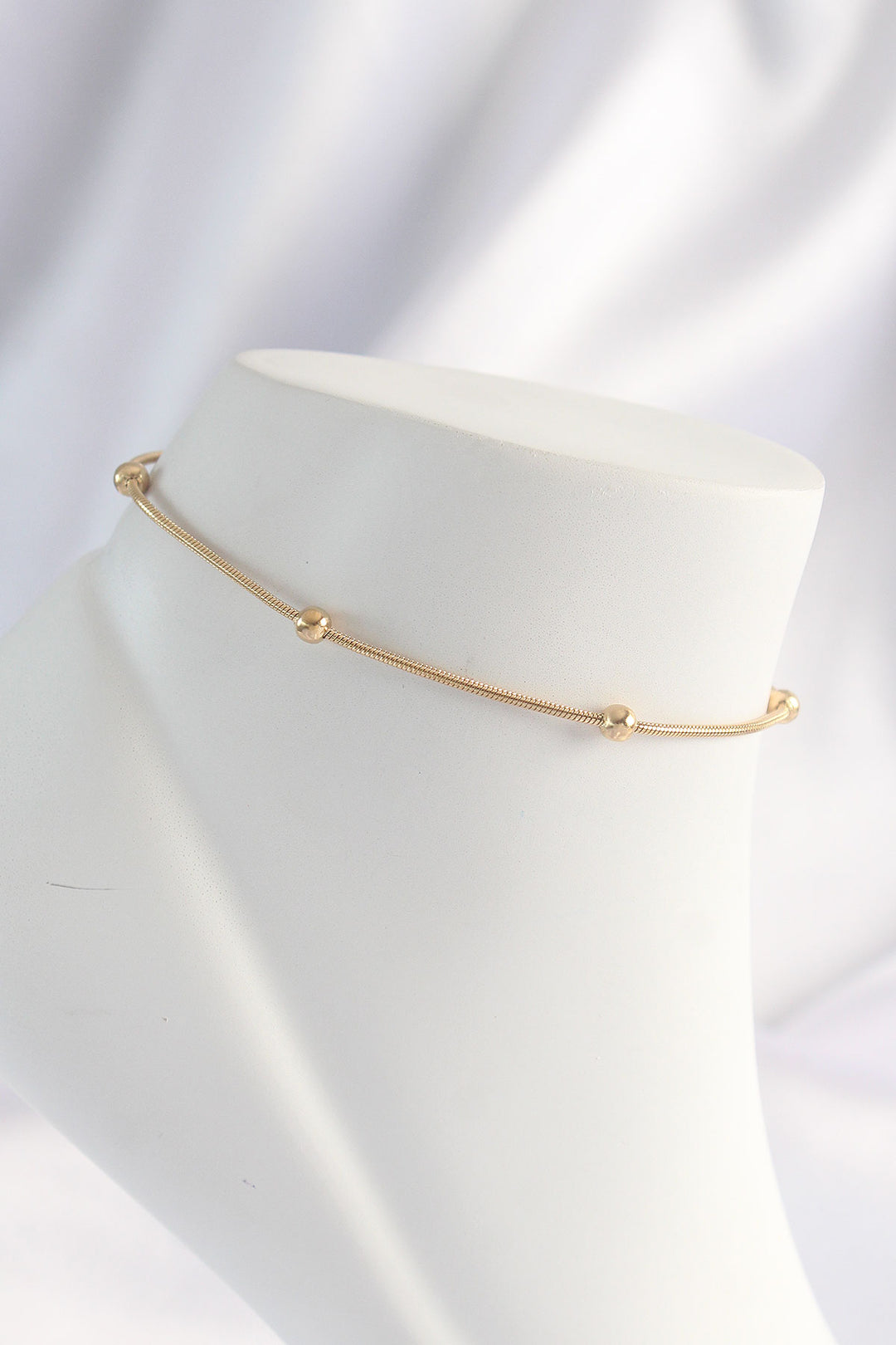 EBJ 316L Steel Gold Color Minimal Bead Model Anklet - West Hollywood