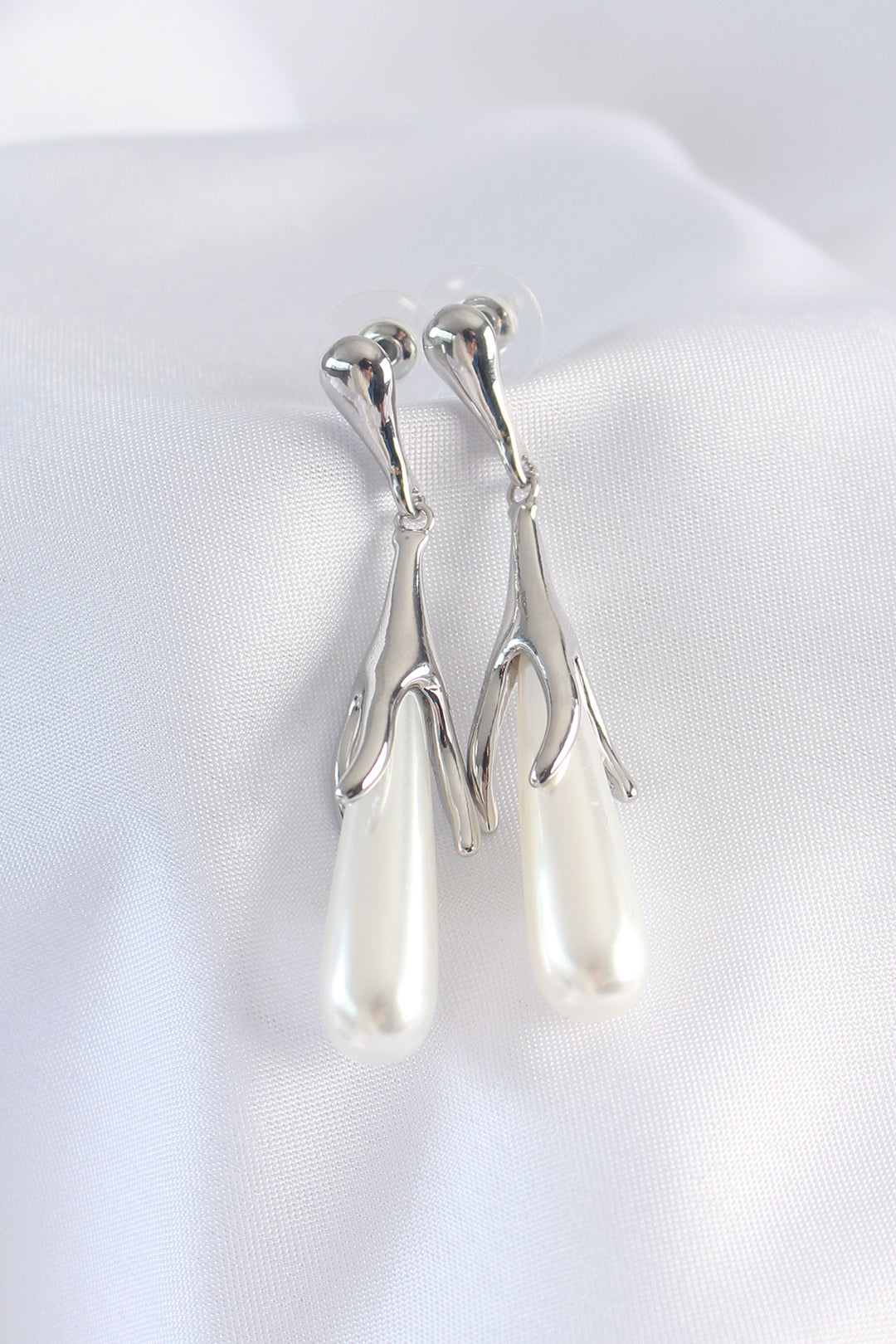 EBJ Rice Silver Color White Stone Earrings - Portsmouth