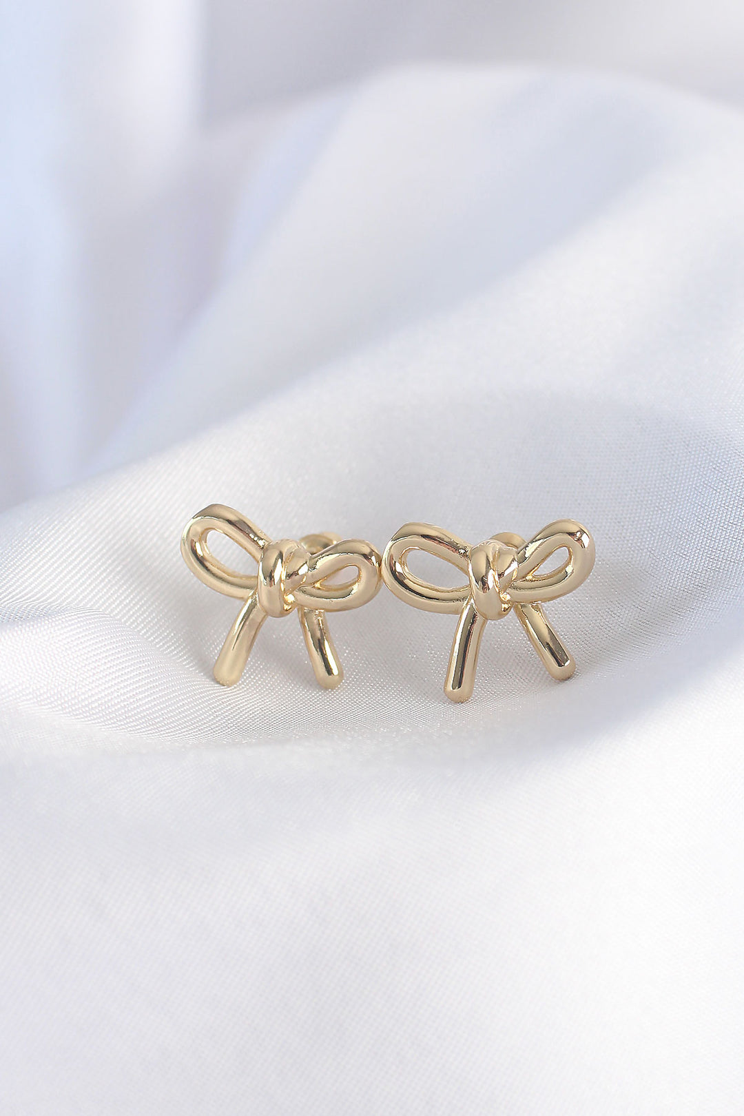 EBJ Rice Gold Color Minimal Bow Earrings - Antequera
