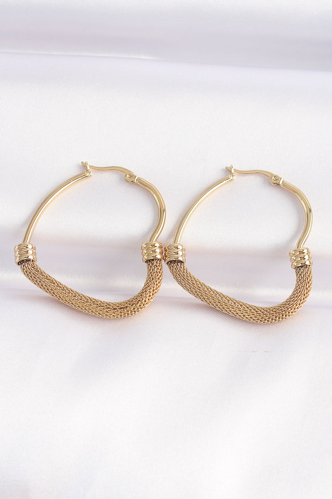 EBJ 316L Steel Gold Color Half Mesh Designed Earring - Milton