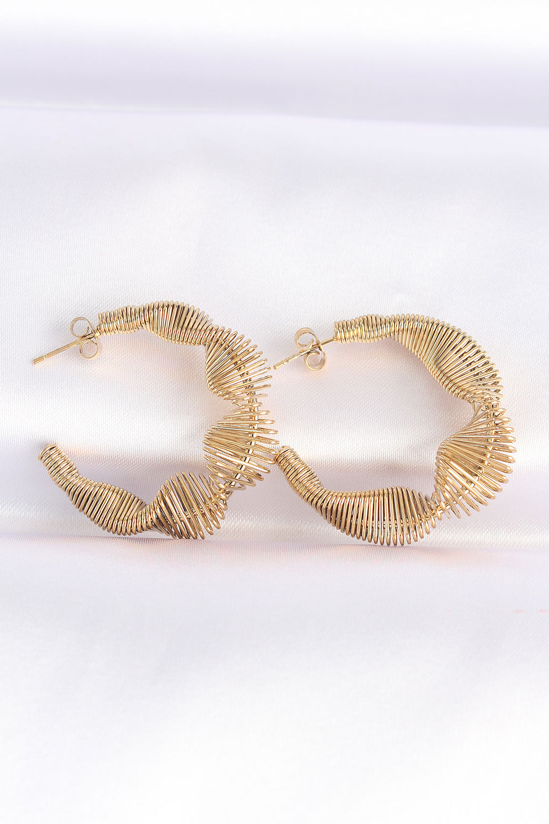 EBJ 316L Steel Gold Color Asymmetric Notched Detail Fold Earring - Welland